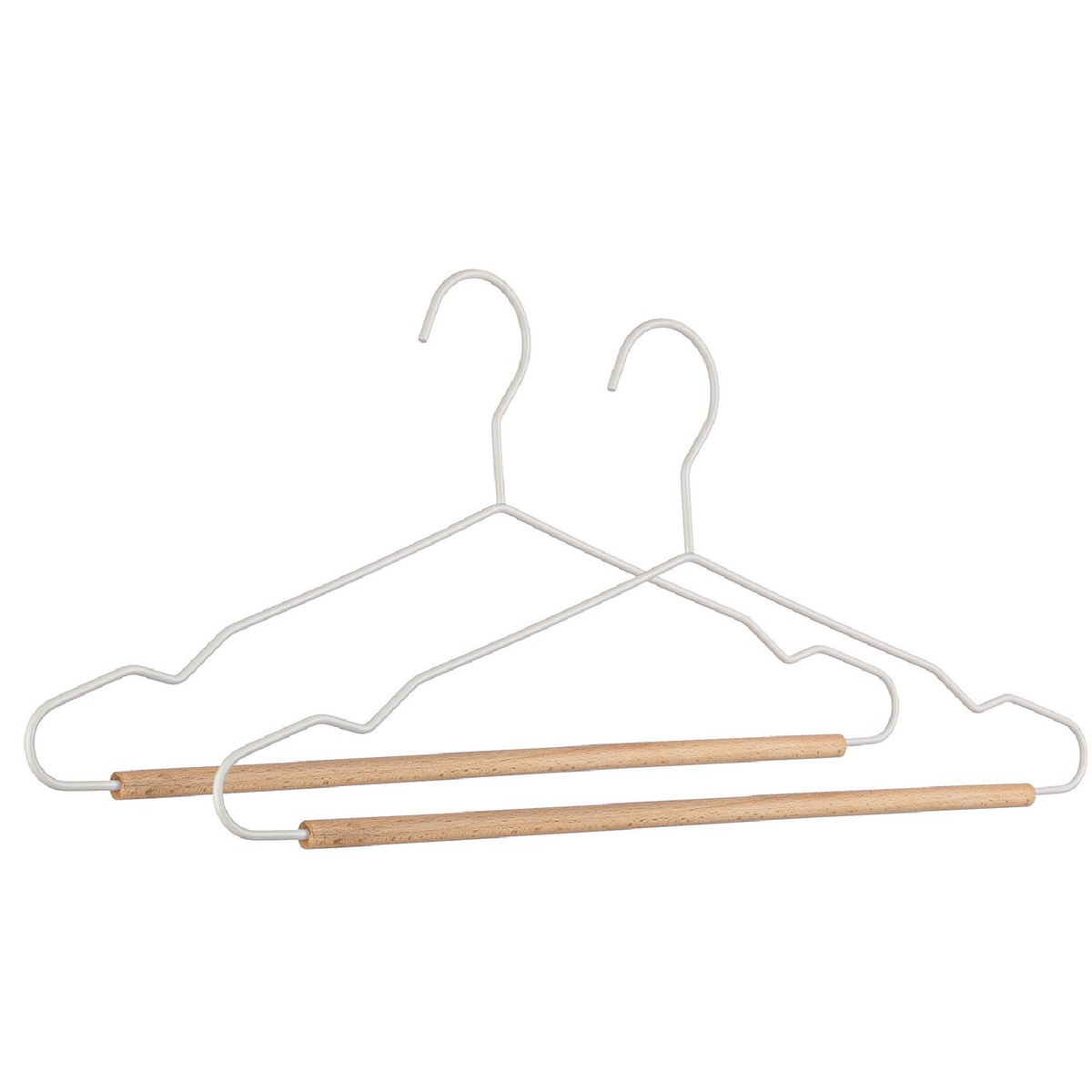 COM-FORT HOUSE Grucce In Legno Con Mollette – Confezione Da 25 Da 45 Cm – Colore Bianco E Mogano – Ganci In Acciaio Girevoli 360° Per Pantaloni E Gonne