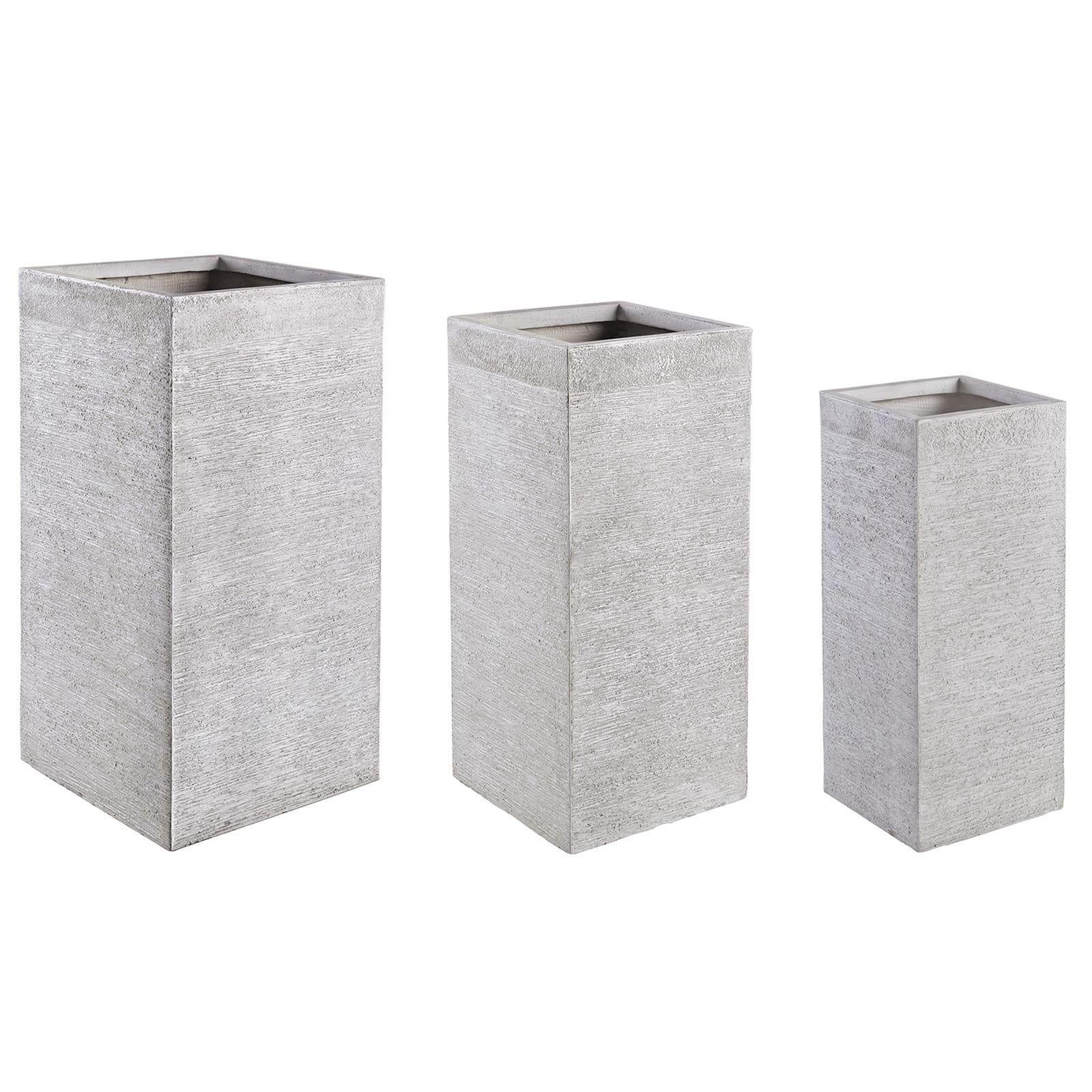 SET 3 VASI VASO PIANTE FIBRA DI VETRO GRAFFITI BOMB BIANCO PIANTE GIARDINO VERANDA