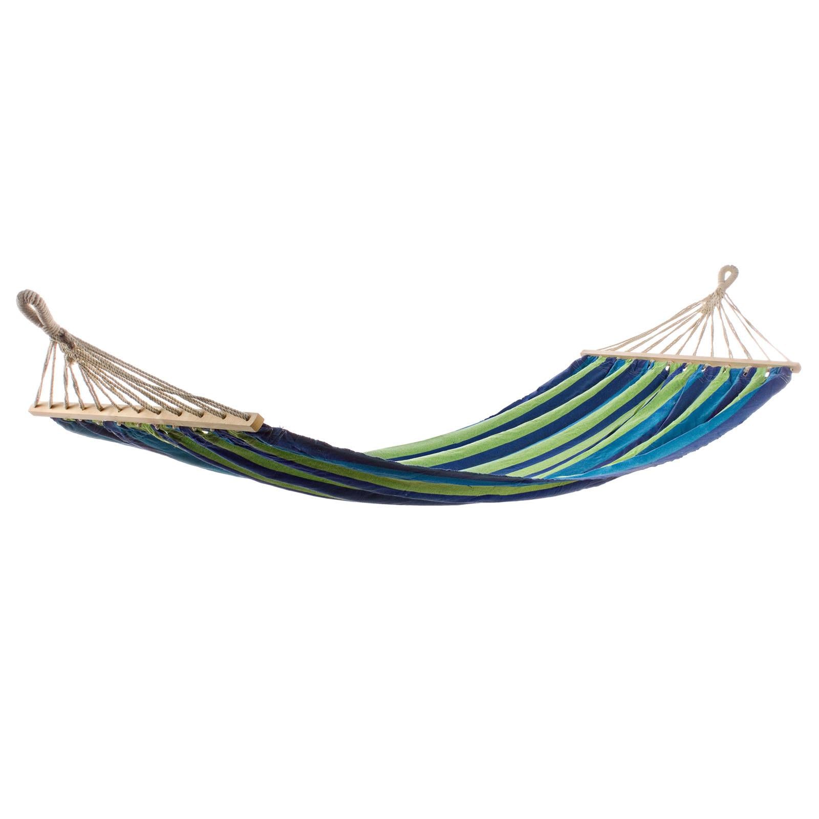 Amaca SAVANA TESSUTO SINGOLA 200 X 100 CM 1 POSTO Dondolo GIARDINO (BLU VERDE)