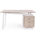 Scrivania da ufficio e cameretta per computer porta pc in legno con cassettiera armande naturale