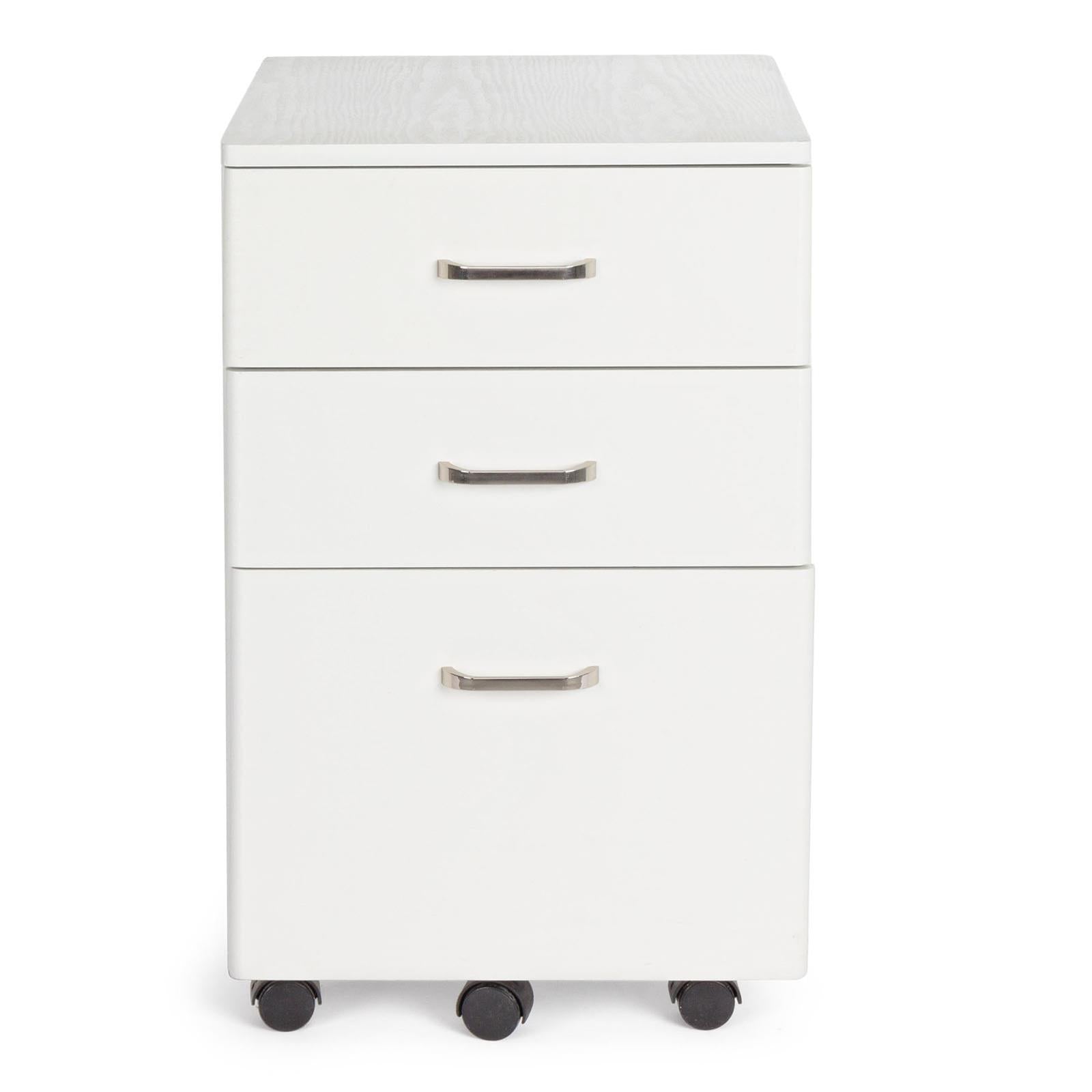 CASSETTIERA DA UFFICIO NADIR BIANCA CON RUOTE 3 CASSETTI PER SCRIVANIA H 65 CM