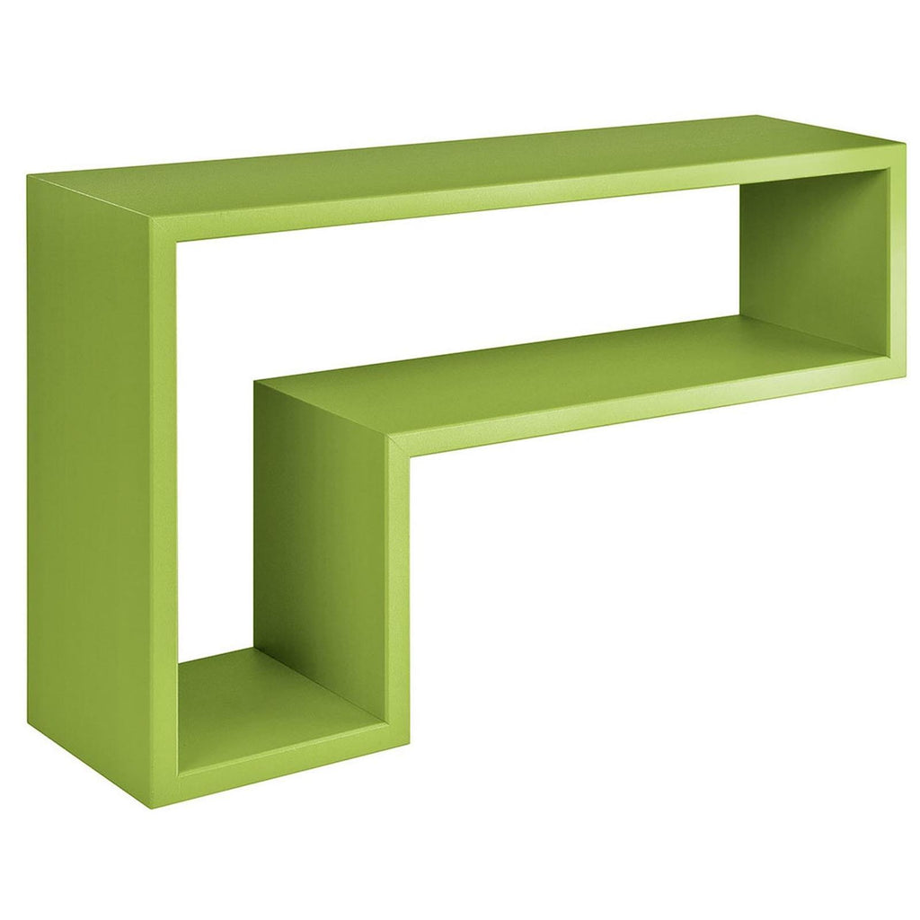 Mensole da Muro a Cubo, in legno, design lettera "L" (Verde)