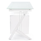 Scrivania scarlett bianco in vetro con cassettiera porta pc tavolo ufficio cameretta