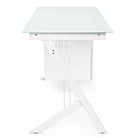 Scrivania scarlett bianco in vetro con cassettiera porta pc tavolo ufficio cameretta