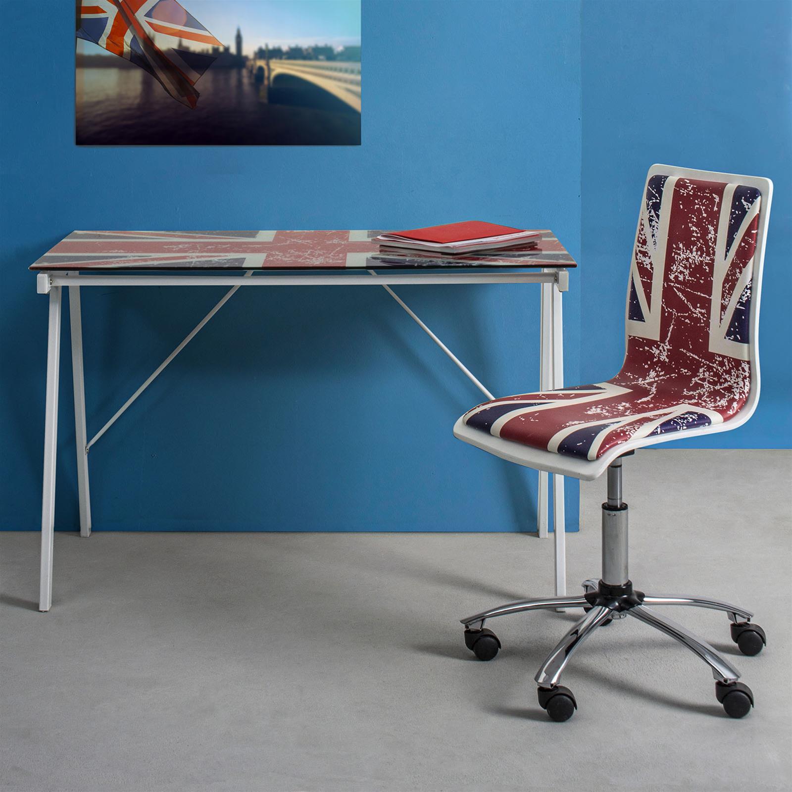 SEDIA DA UFFICIO BRITISH YOUNG BANDIERA INGHILTERRA PER SCRIVANIA GIREVOLE CON RUOTE