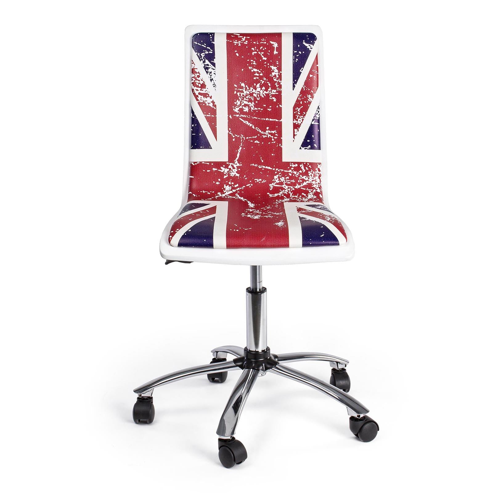 SEDIA DA UFFICIO BRITISH YOUNG BANDIERA INGHILTERRA PER SCRIVANIA GIREVOLE CON RUOTE