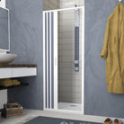 BOX DOCCIA 1 LATO RICHIUDIBILE 80-110 BIANCO APERTURA LATERALE NICCHIA A SOFFIETTO RIDUCIBILE SU MISURA