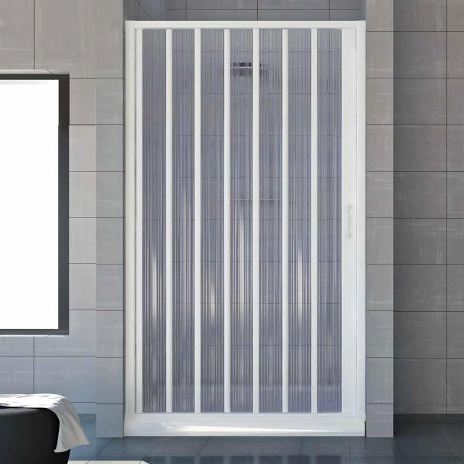 BOX DOCCIA 1 LATO RICHIUDIBILE 80-110 BIANCO APERTURA LATERALE NICCHIA A SOFFIETTO RIDUCIBILE SU MISURA