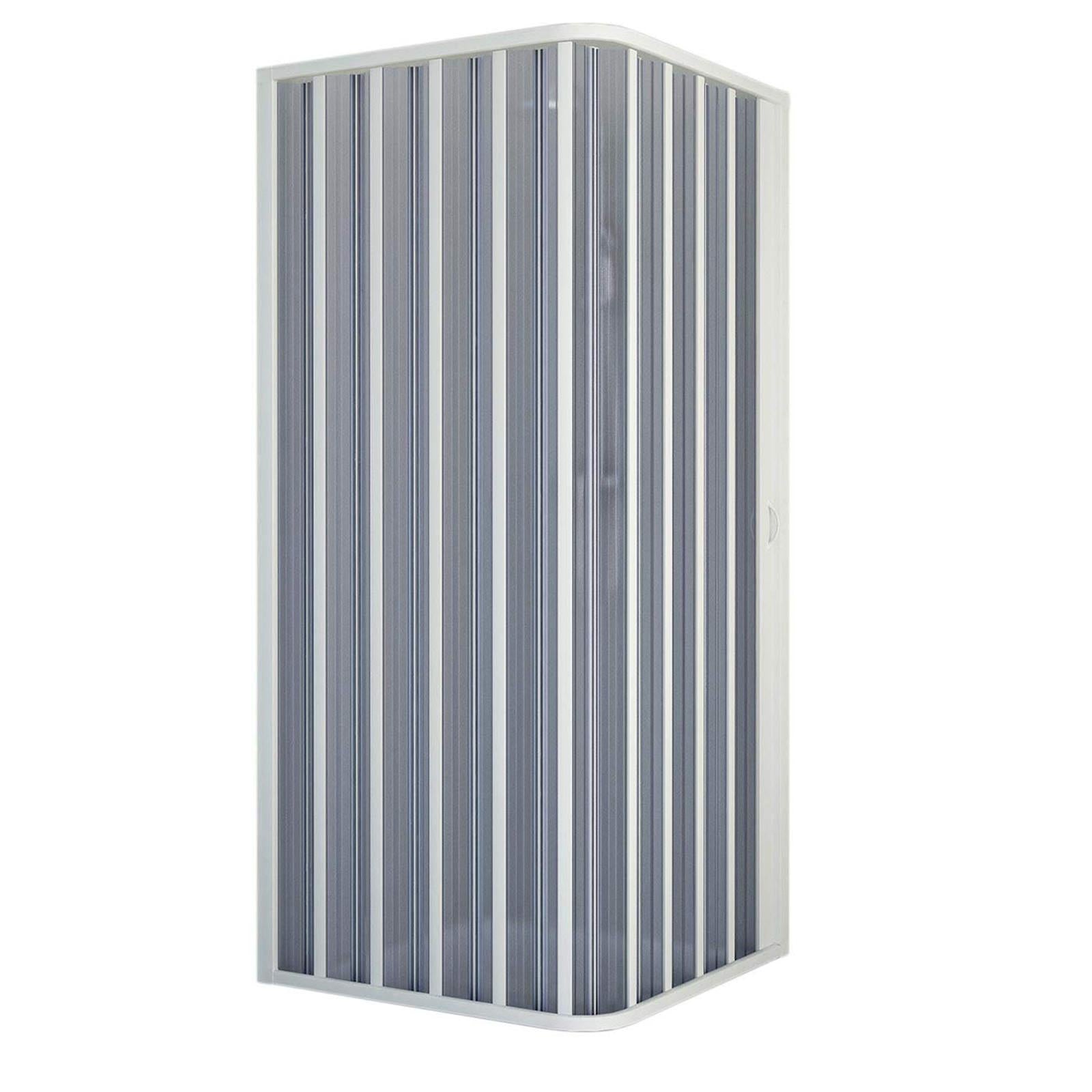 BOX DOCCIA ANGOLARE RICHIUDIBILE 80 X 80 BIANCO APERTURA LATERALE SOFFIETTO RIDUCIBILE SU MISURA