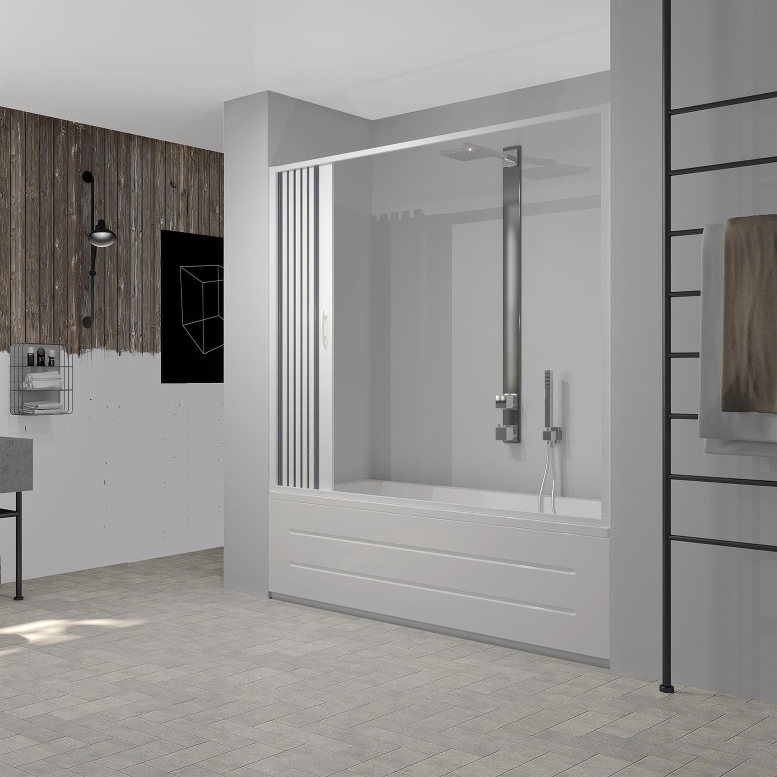 BOX VASCA NICCHIA RICHIUDIBILE 140/170 BIANCO APERTURA A SOFFIETTO RIDUCIBILE SU MISURA