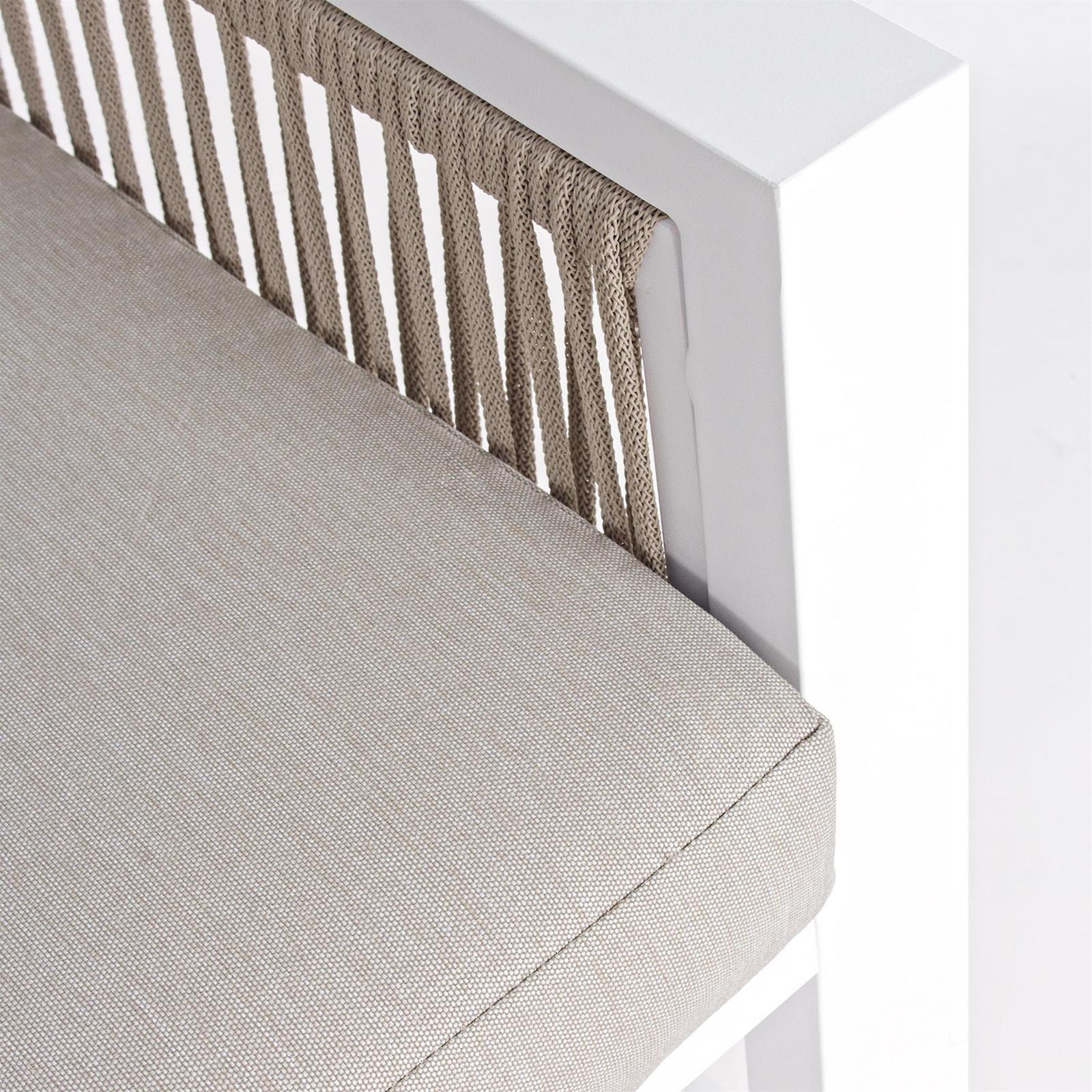 Salottino da giardino captiva bianco in alluminio con corde tortora