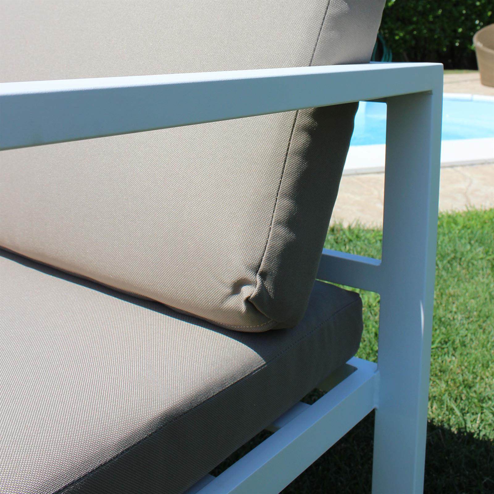 SALOTTINO AVANA 4 POSTI IN ALLUMINIO DA GIARDINO PER ESTERNO CON CUSCINI (BIANCO)