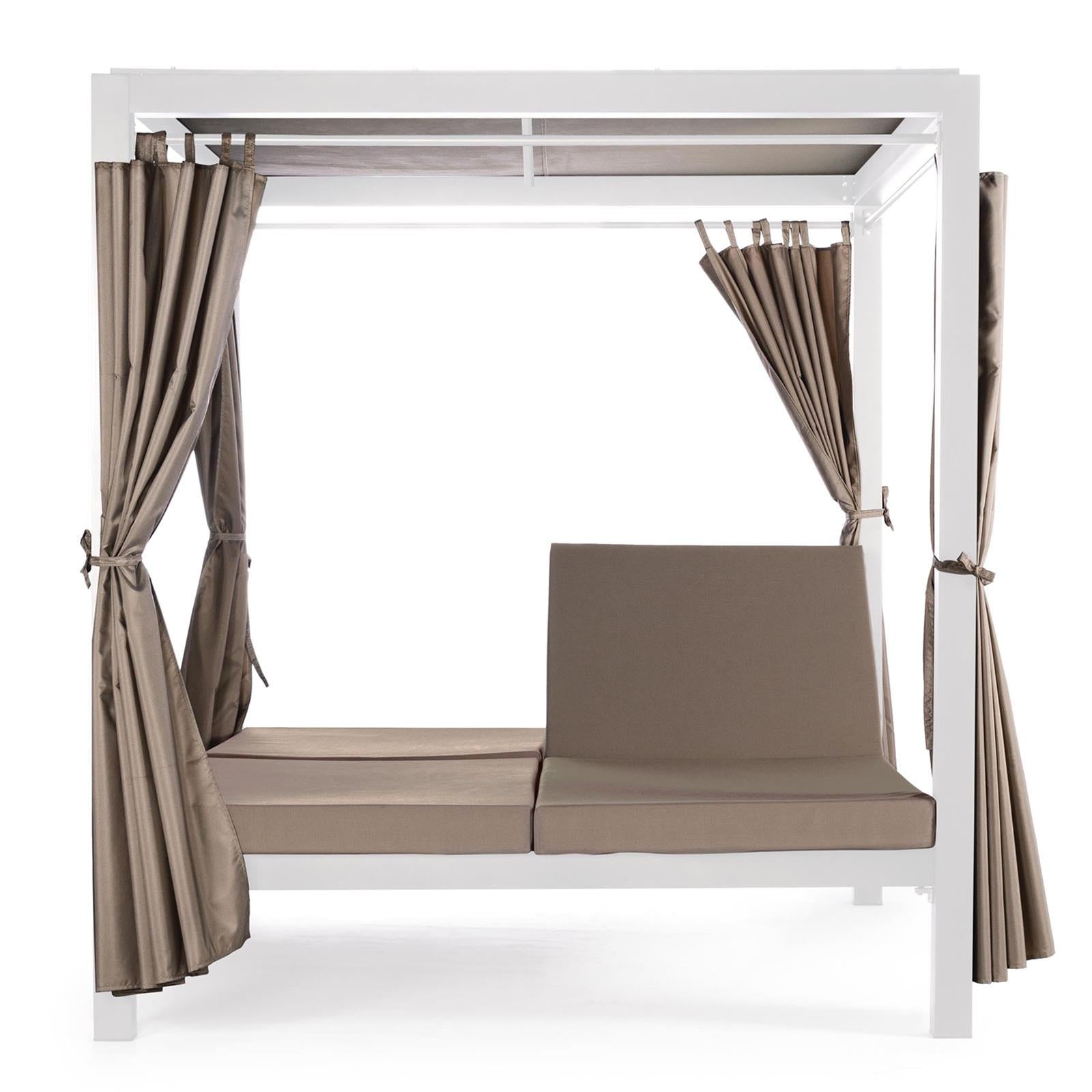 Lettino prendisole reclinabile ad isola da giardino a baldacchino con tende daybed dream (bianco)