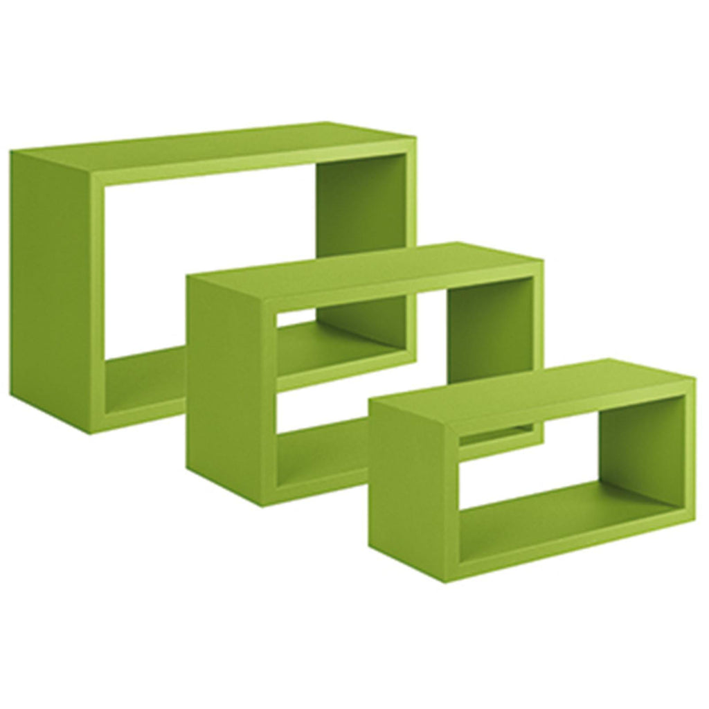 Set 3 cubi, mensole da parete in legno, Design moderno (VERDE)