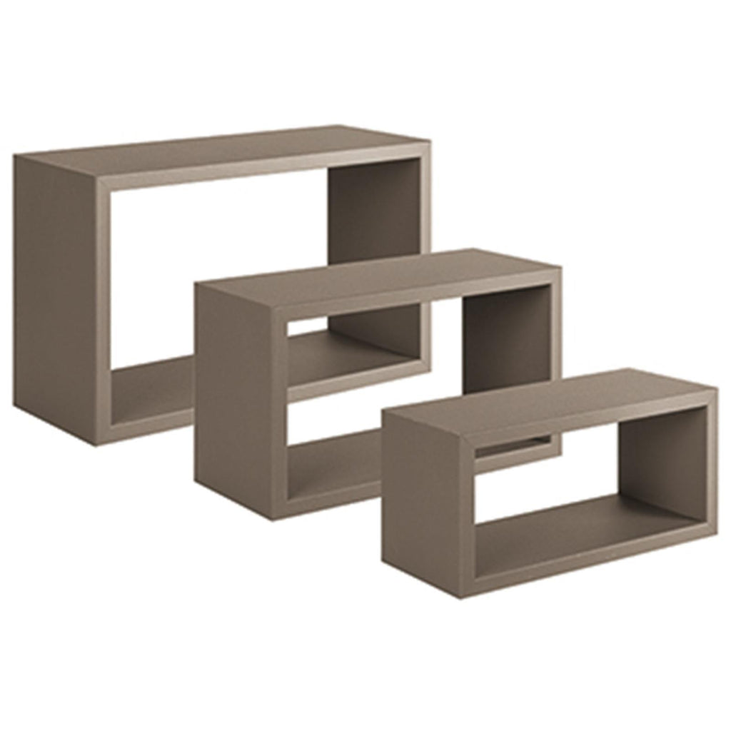 Set 3 cubi, mensole da parete in legno, Design moderno (MARRONE TALPA)