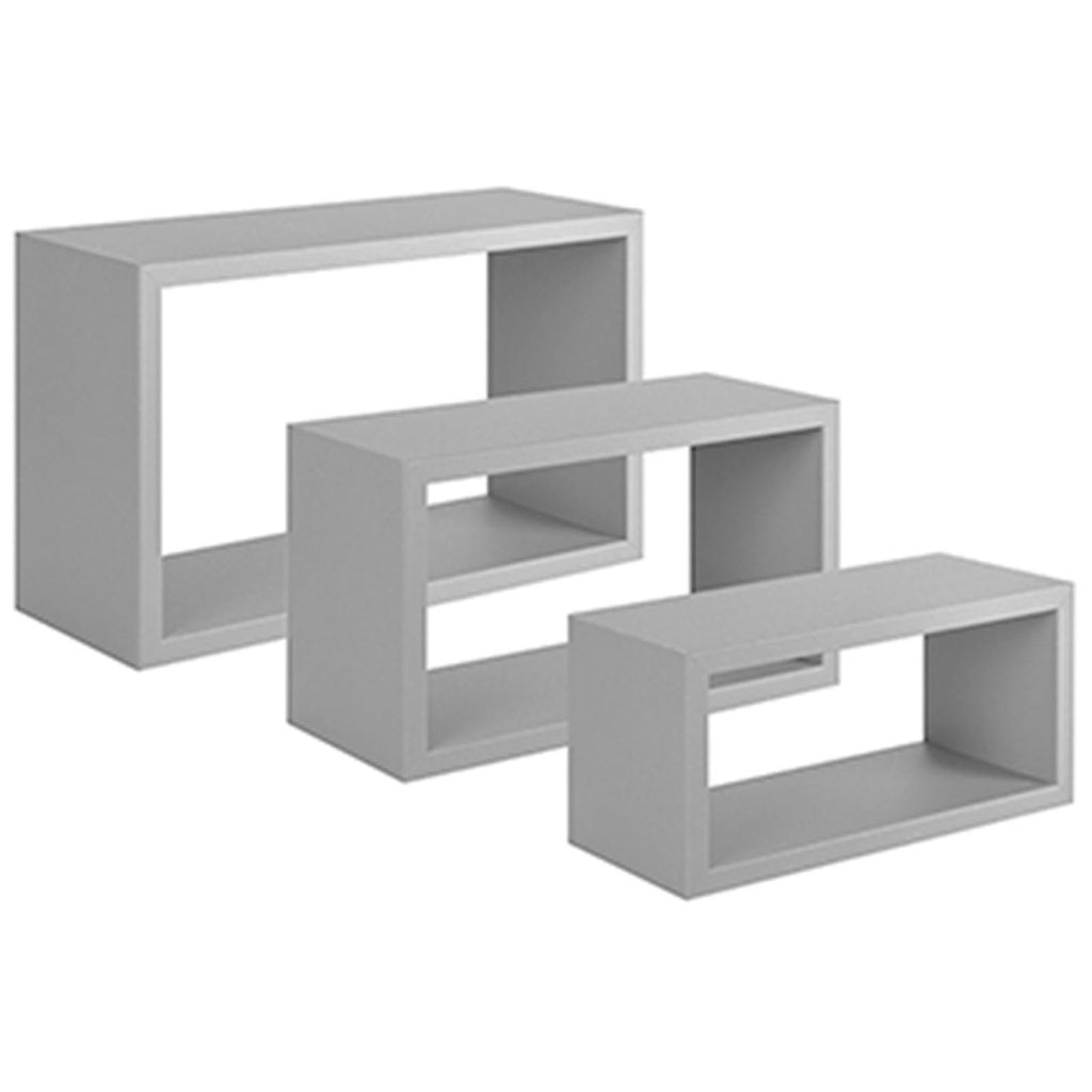 Set 3 cubi, mensole da parete in legno, Design moderno (GRIGIO)