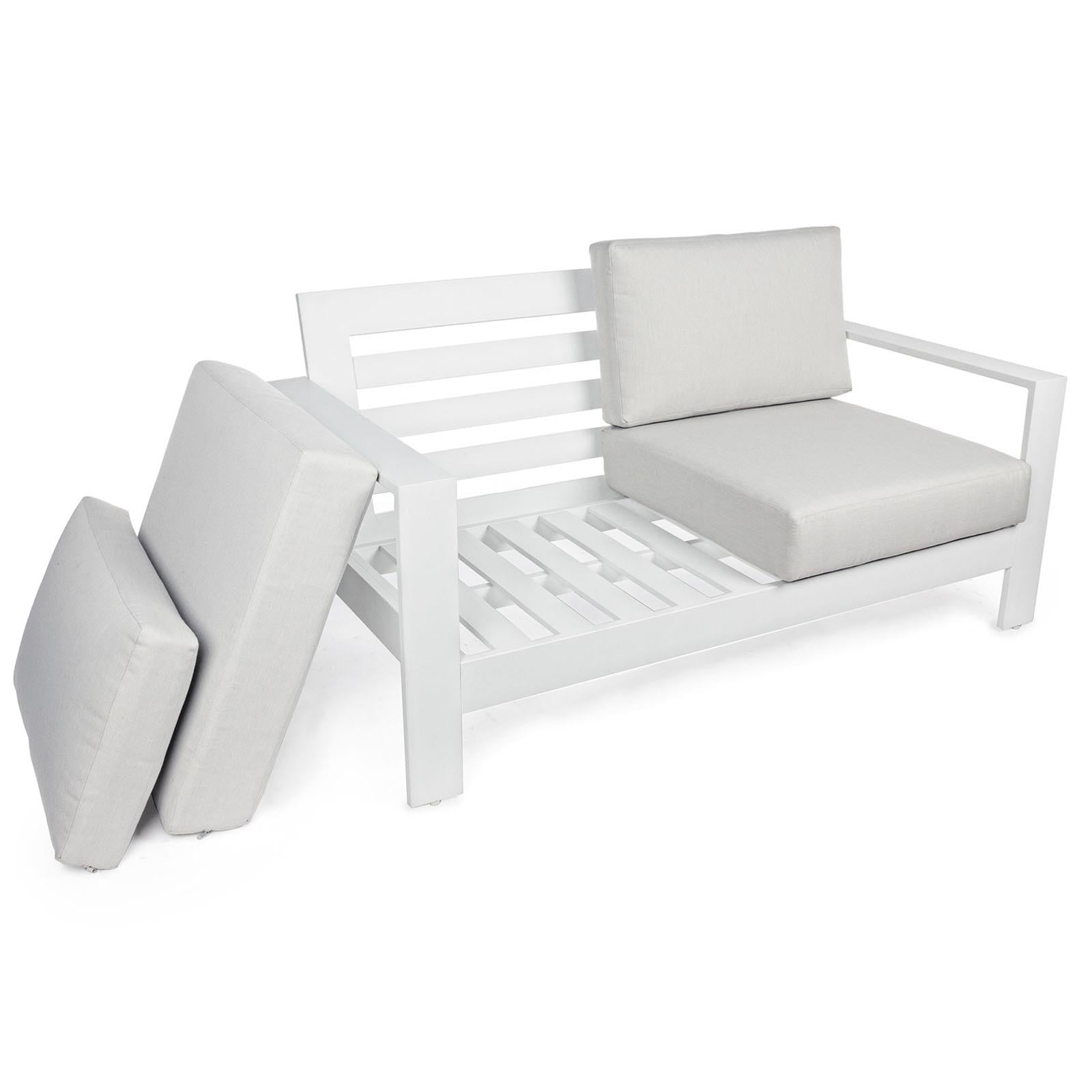 SALOTTINO ATLANTIC IN ALLUMINIO BIANCO DA GIARDINO PER ESTERNO SALOTTO VERANDA 4 PEZZI
