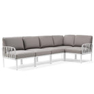 SALOTTO KOMODO 5 POSTI MODULARE DA ESTERNO CON CUSCINI GIARDINO VERANDA (BIANCO/GRIGIO)