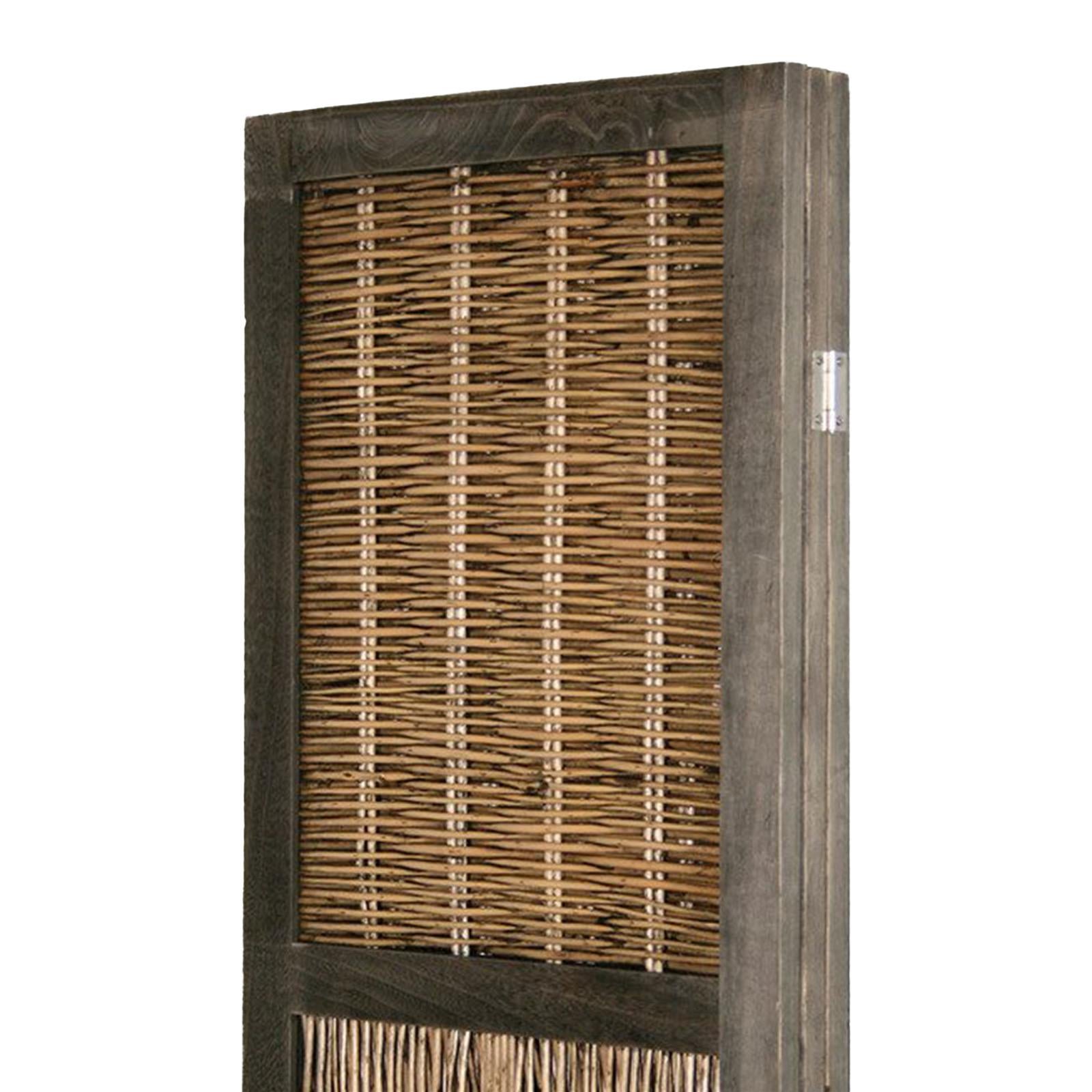 PARAVENTO SEPARÈ 3 PANNELLI NORMA IN LEGNO INTRECCIO RATTAN 132 X 170 CM DIVISORIO VINTAGE