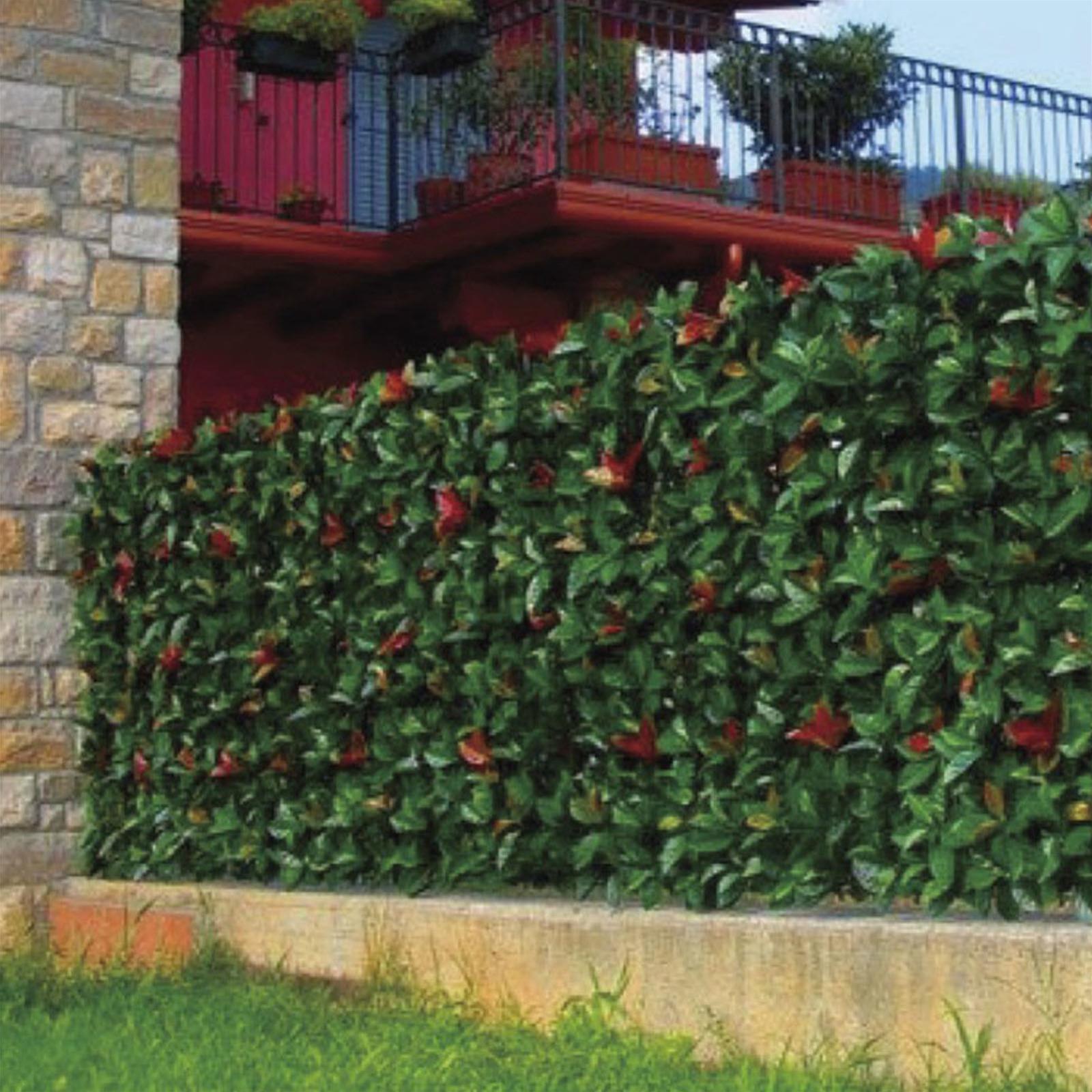 SIEPE ARTIFICIALE 1 X 1 PHOTINIA ROSSA DECORAZIONE PER BALCONI E GIARDINO ANTI UV
