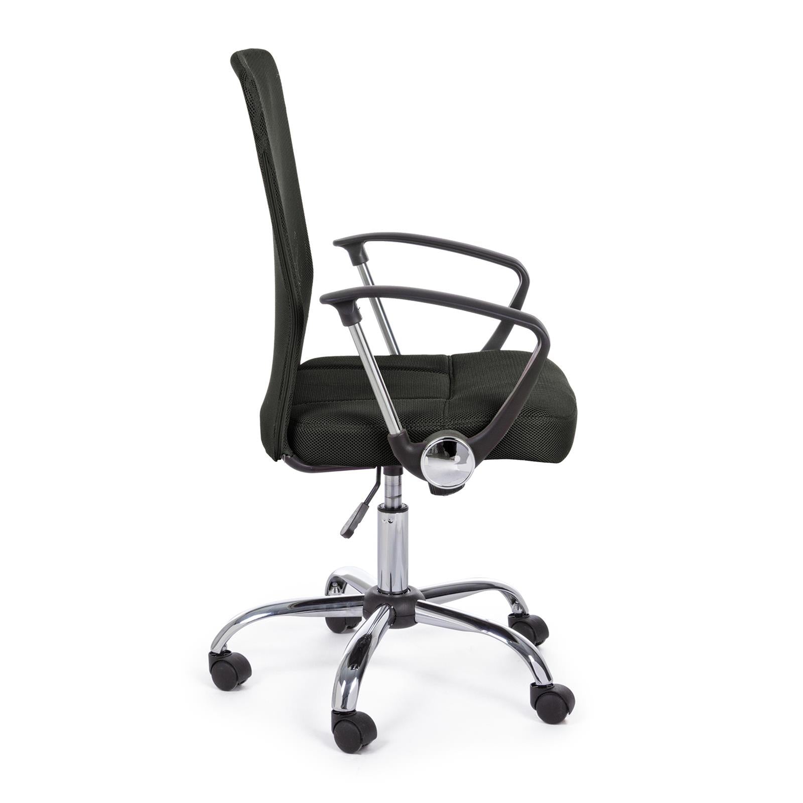 SEDIA DA UFFICIO CON BRACCIOLI PER SCRIVANIA BRISBANE NERO GIREVOLE RUOTE STUDIO CAMERETTA