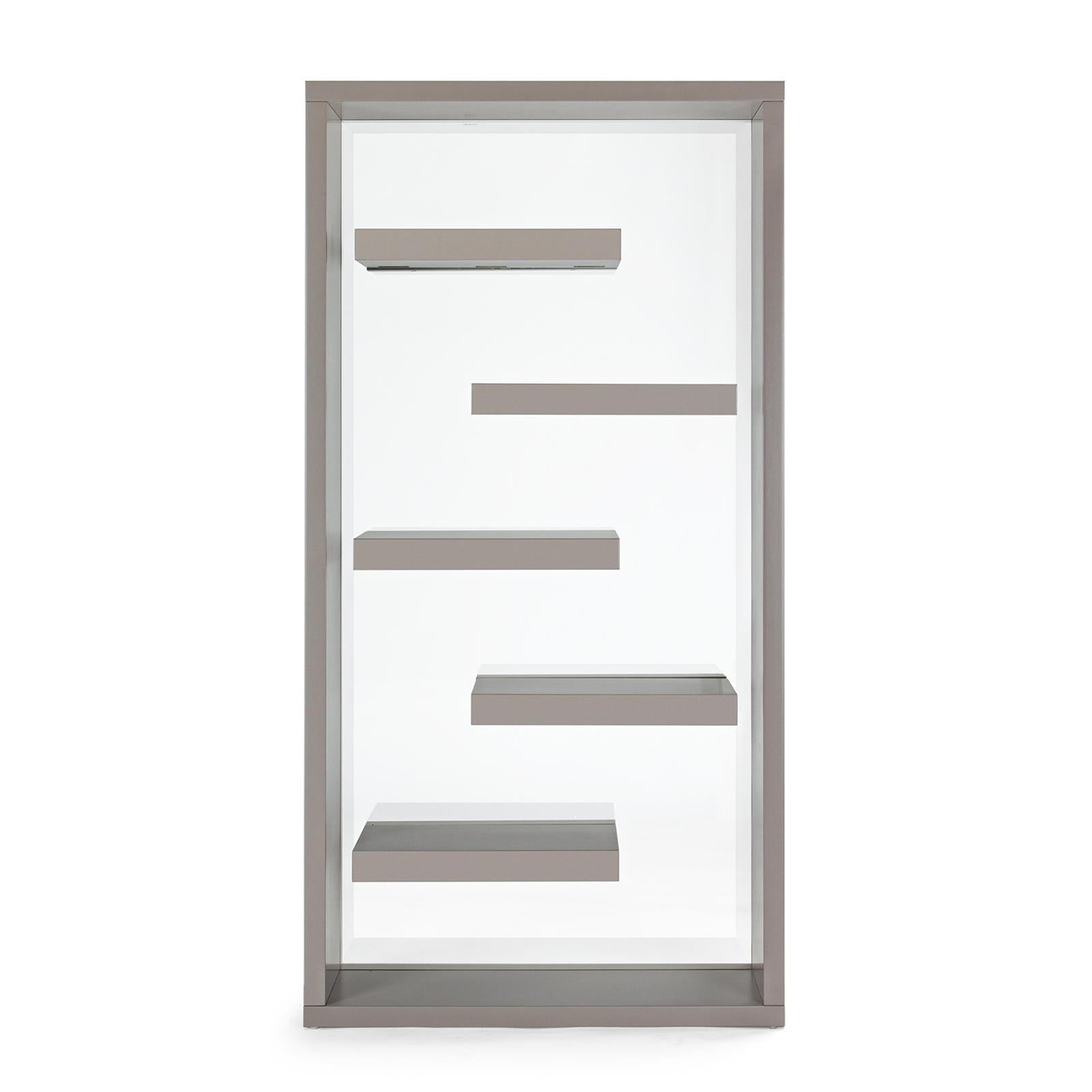 LIBRERIA BILBAO IN LEGNO E VETRO MODERNA MENSOLA DI DESIGN PER UFFICIO E CAMERETTA (GRIGIO)