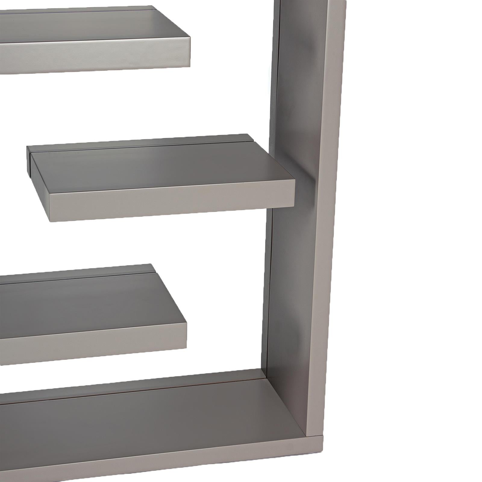 LIBRERIA BILBAO IN LEGNO E VETRO MODERNA MENSOLA DI DESIGN PER UFFICIO E CAMERETTA (GRIGIO)