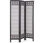 PARAVENTO SEPARÈ 3 PANNELLI TRIANGLE NERO SHABBY IN LEGNO 120 X 170 CM DIVISORIO