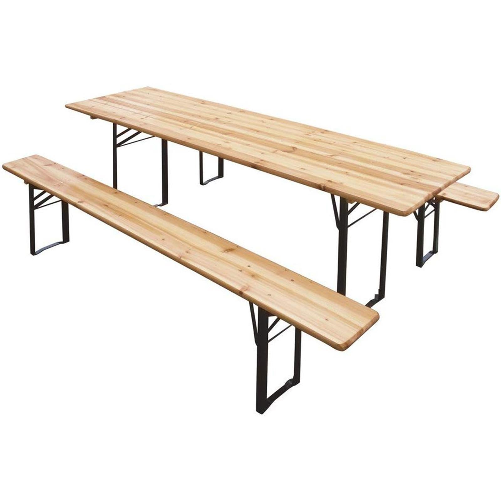 Set birreria in legno 120 x 60 cm tavolo e panche pieghevoli piedi in metallo