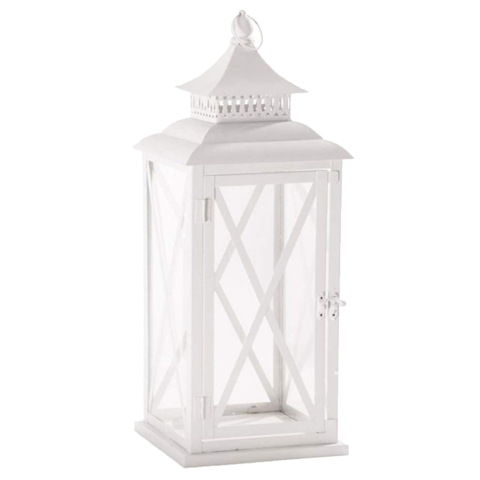 LANTERNA DECORATIVA MONASTIR PORTACANDELA IN METALLO BIANCA IN VETRO H 51 CM