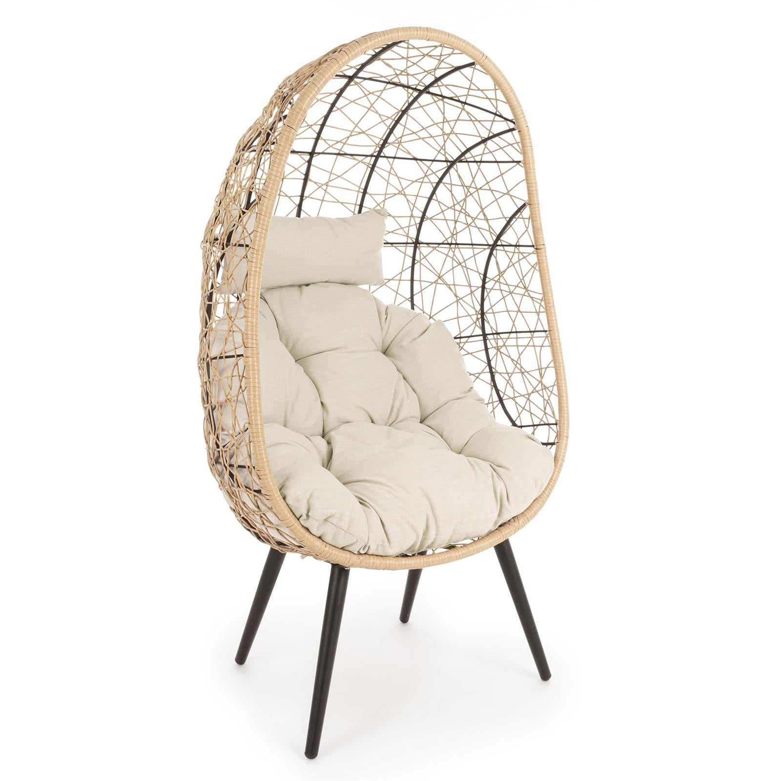 Poltrona sedia marley da esterno salottino intrecciato con cuscino