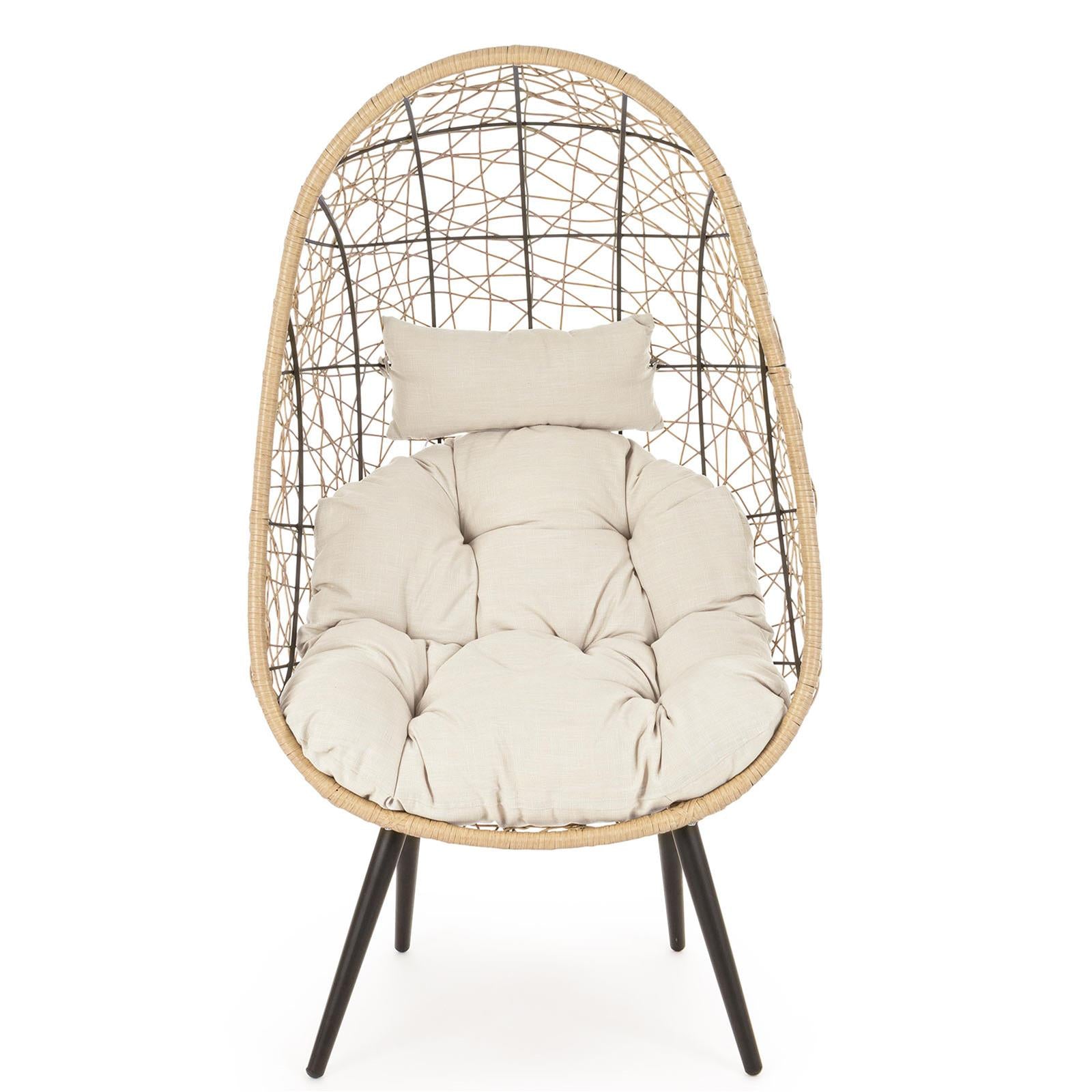 Poltrona sedia marley da esterno salottino intrecciato con cuscino