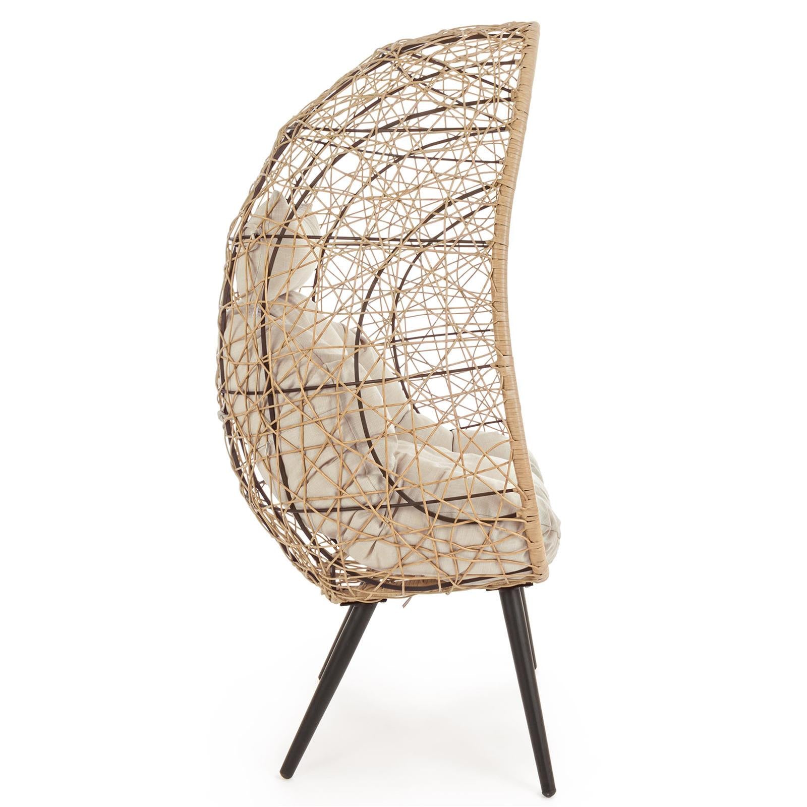 Poltrona sedia marley da esterno salottino intrecciato con cuscino