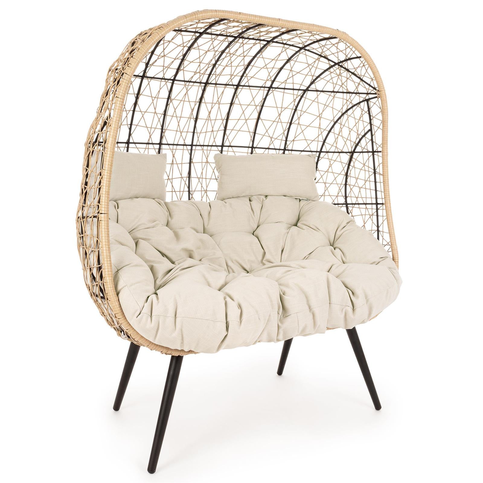 Poltrona divano marley da esterno salottino intrecciato con cuscino