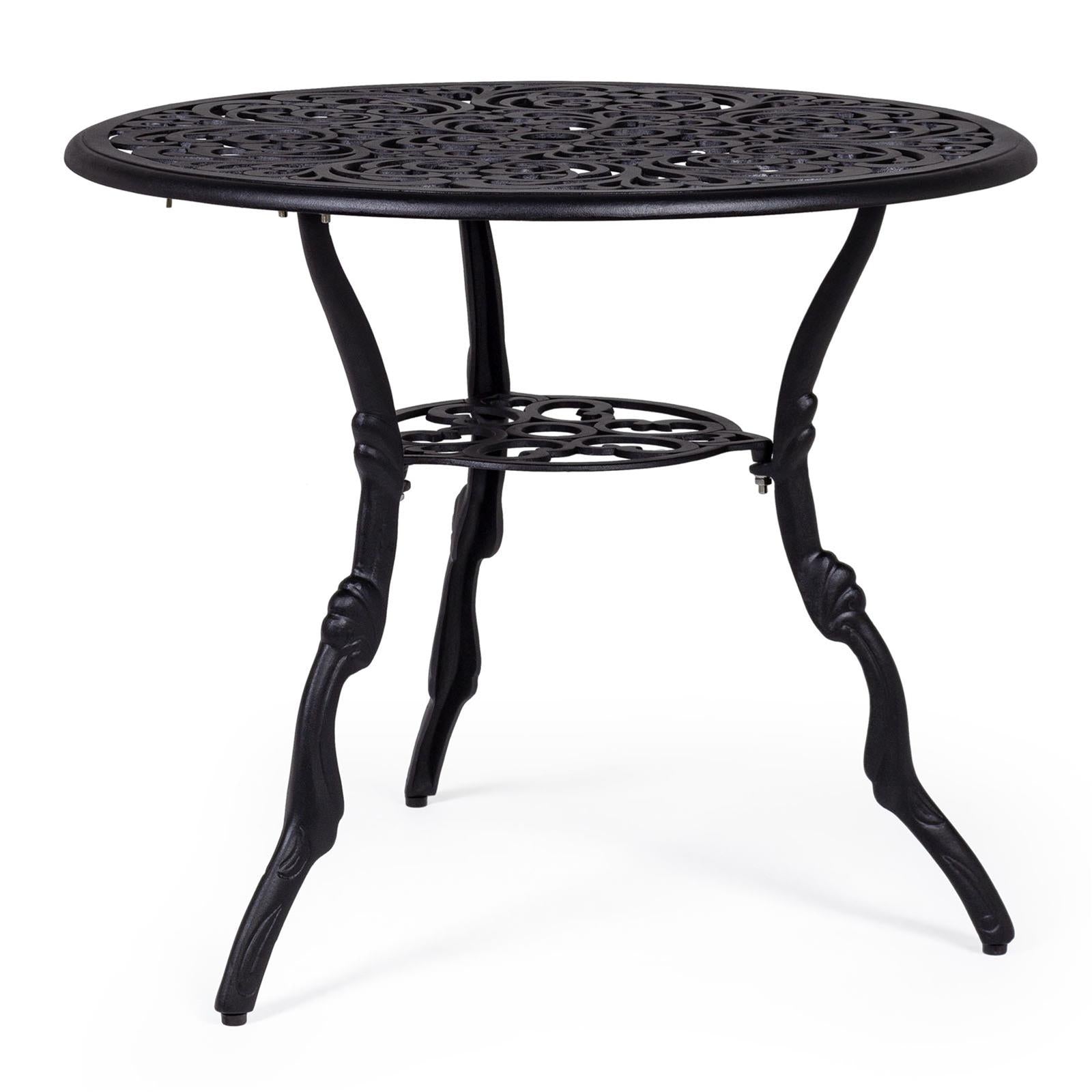 Tavolo victoria 80 cm tondo in alluminio antracite da esterno per giardino e veranda