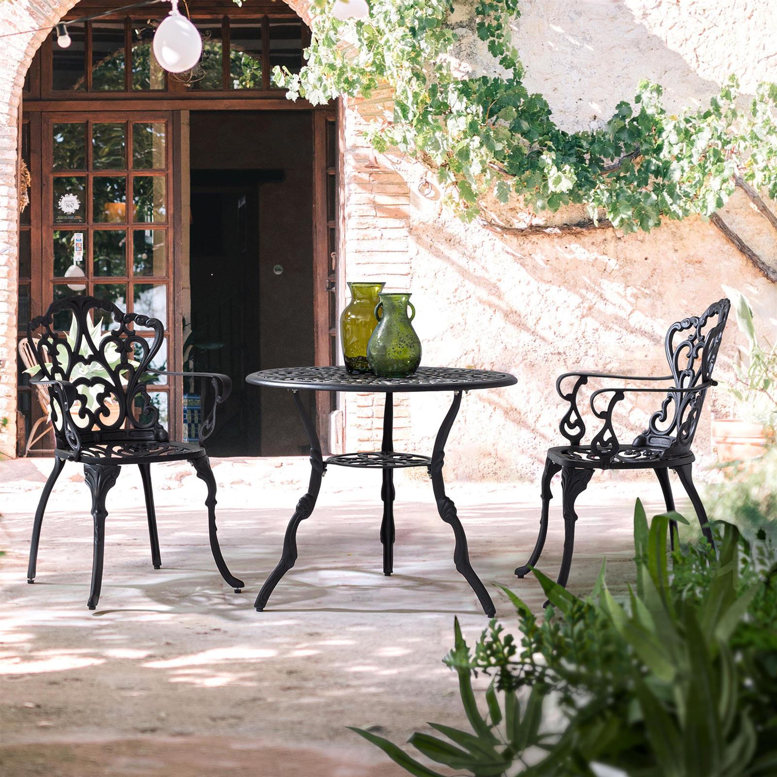 Tavolo victoria 80 cm tondo in alluminio antracite da esterno per giardino e veranda