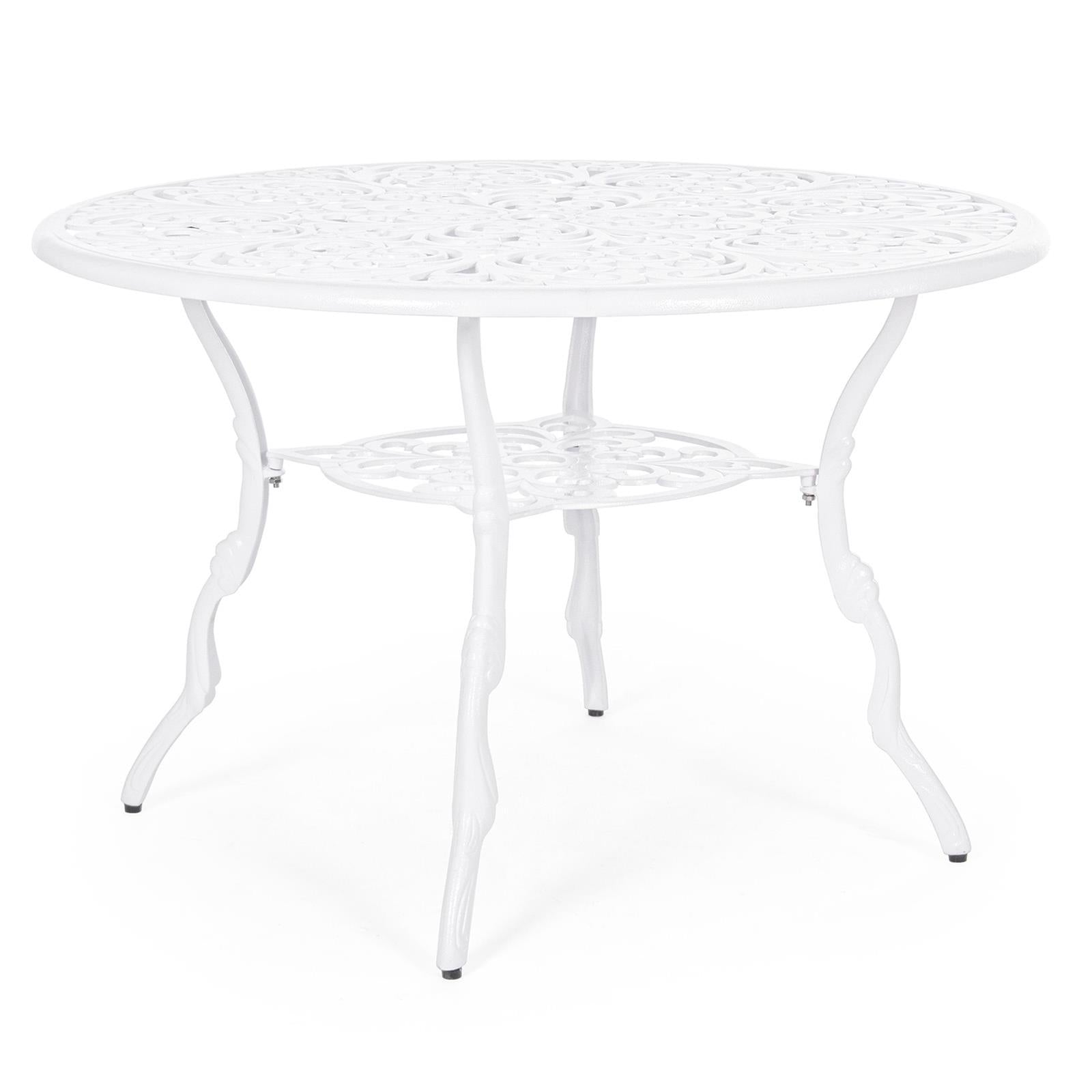 Tavolo victoria 110 cm tondo in alluminio bianco da esterno per giardino e veranda