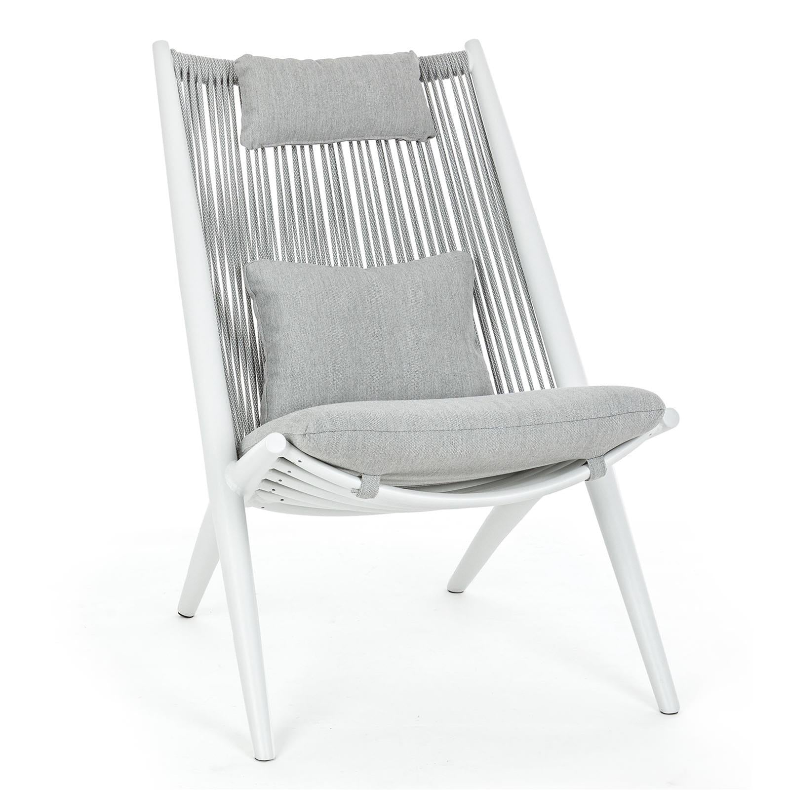 Poltrona imbottita lounge aloha bianco in alluminio da giardino e veranda