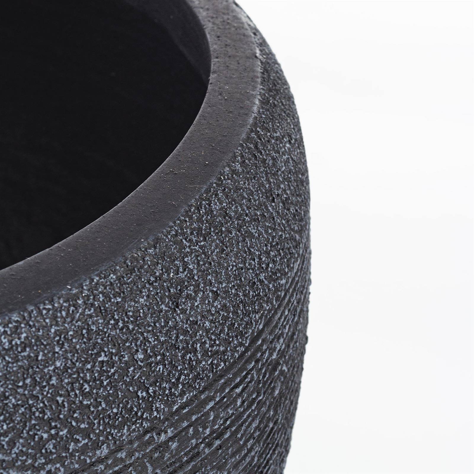 Set 2 vasi per piante in fibra di vetro graffiti tondi nero per giardino e veranda