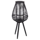 Lanterna con tre piedi da esterno nera in bamboo h 78 cm decorazione giardino