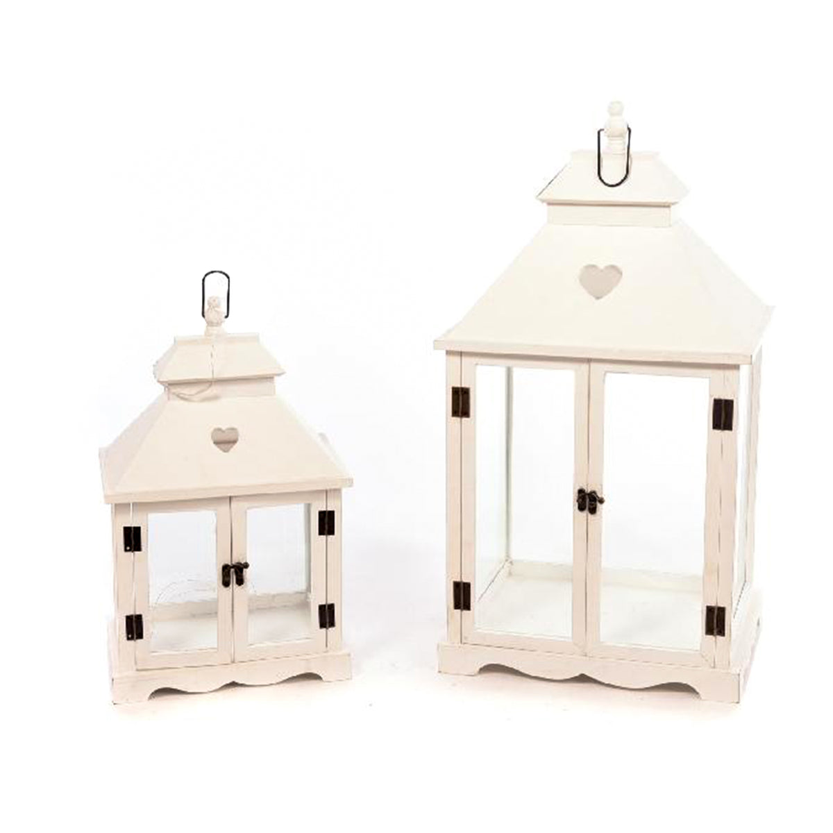 HPC Decor - Confezione da 2 lanterne decorative in legno, con ghirlanda HPC Decor - Confezione da 2 lanterne decorative in legno, con ghirlanda