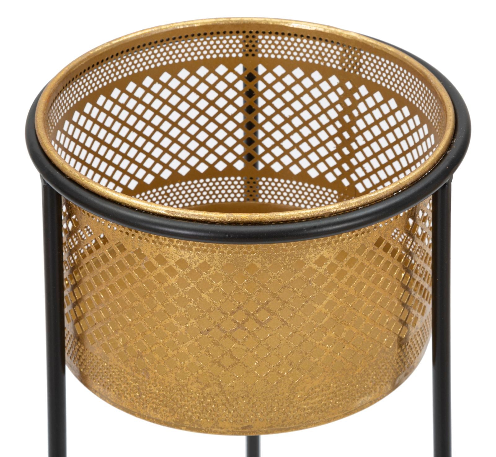 Vaso E Supporto Per Piante In Metallo Spazzolato Oro Scuro – Altezza 50 Cm, Diametro Vaso 20 Cm, Fioriera Da Interno