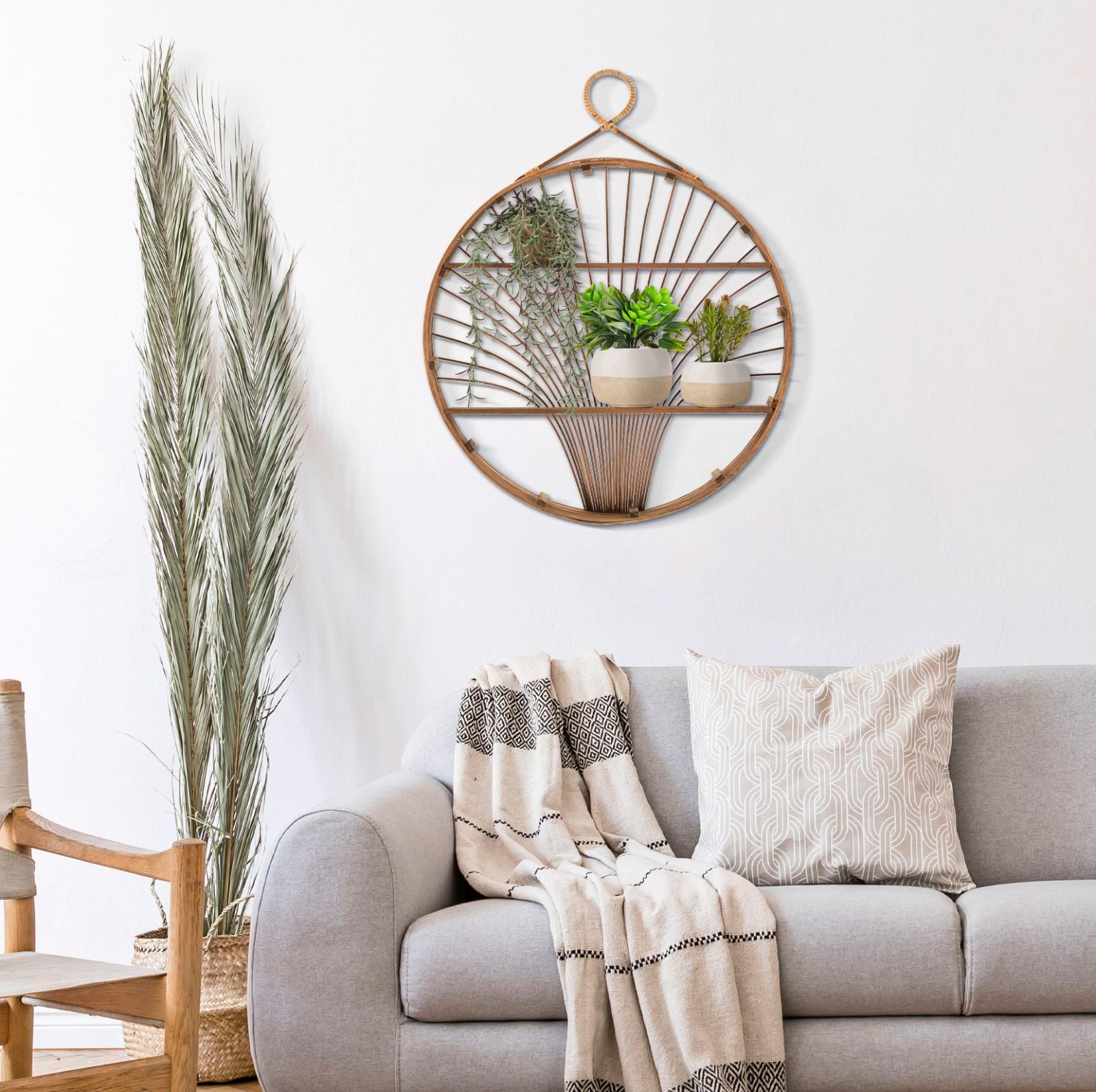 Arazzo Da Parete In Rattan URFEDA - Vaso Sospeso Intrecciato Per Piante, Decorazione Boho Per Interno/esterno