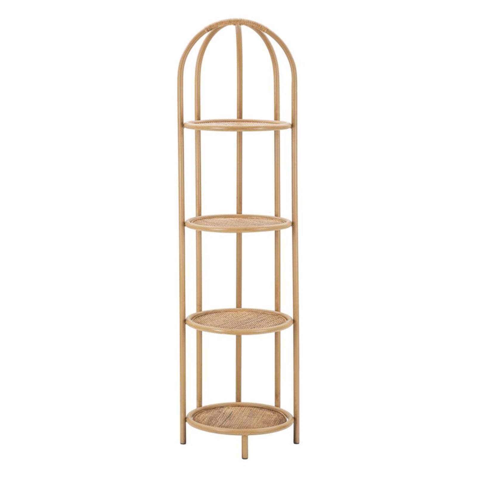 Scaffale Angolare 'Irma' 4 Ripiani In Metallo - Stile Shabby Chic, Richiudibile, Colore Bianco, Dimensioni 40x30x154 Cm