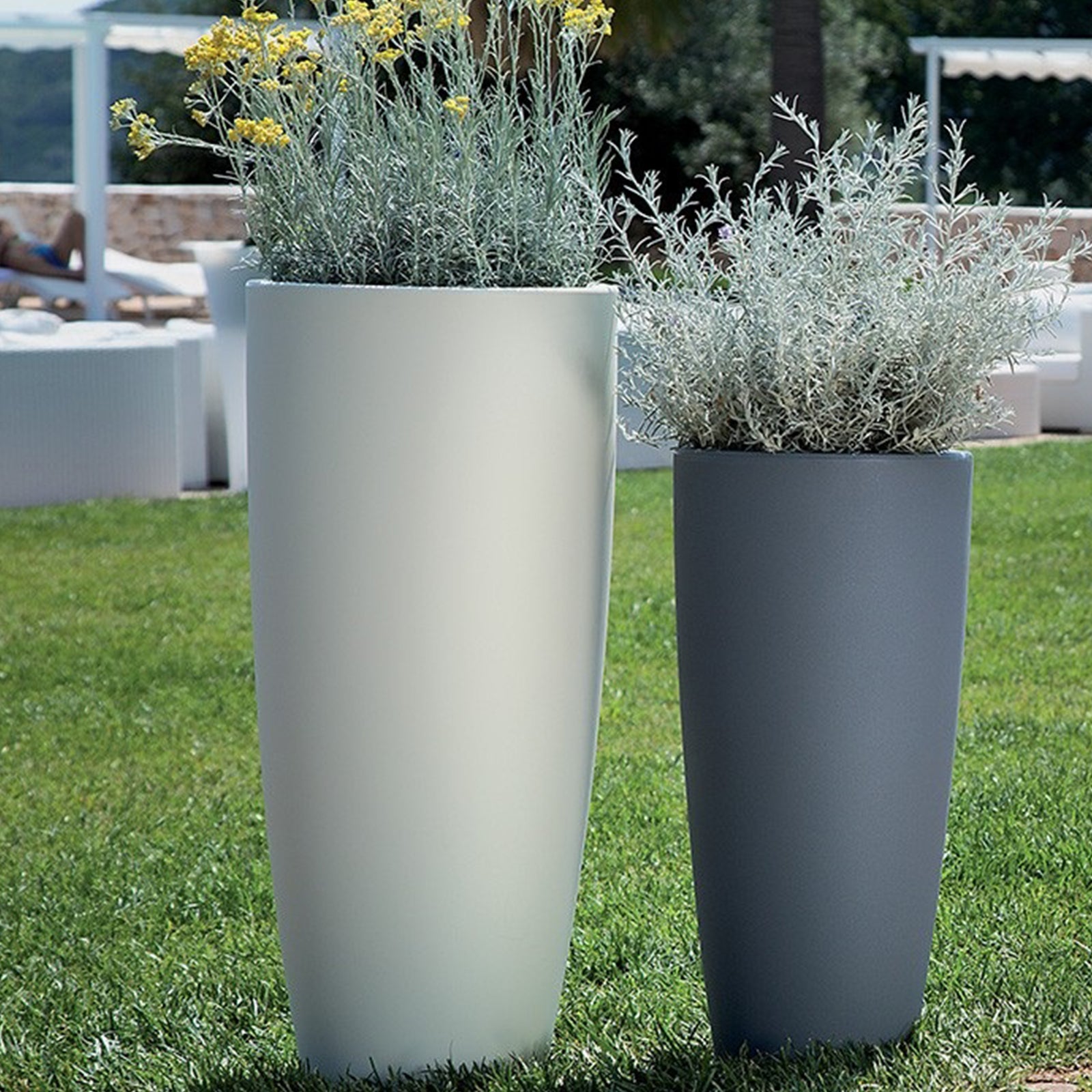 Vaso Da Fiori Lace, Plastica, Colore Antracite, Diametro 13,5 Cm, Altezza 15,5 Cm