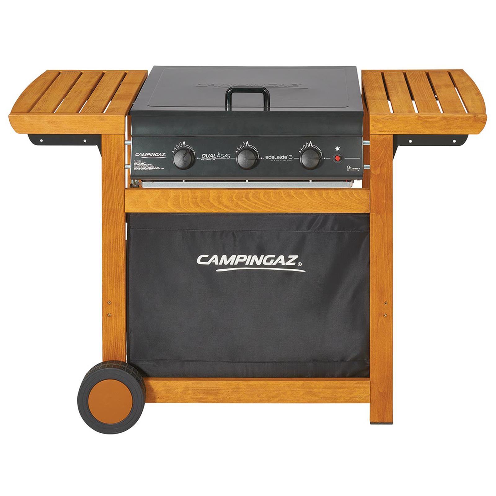 BARBECUE BBQ FORNELLO BRACE GRIGLIA CON RUOTE A GAS WOODY DUALGAS 3 BRUCIATORI