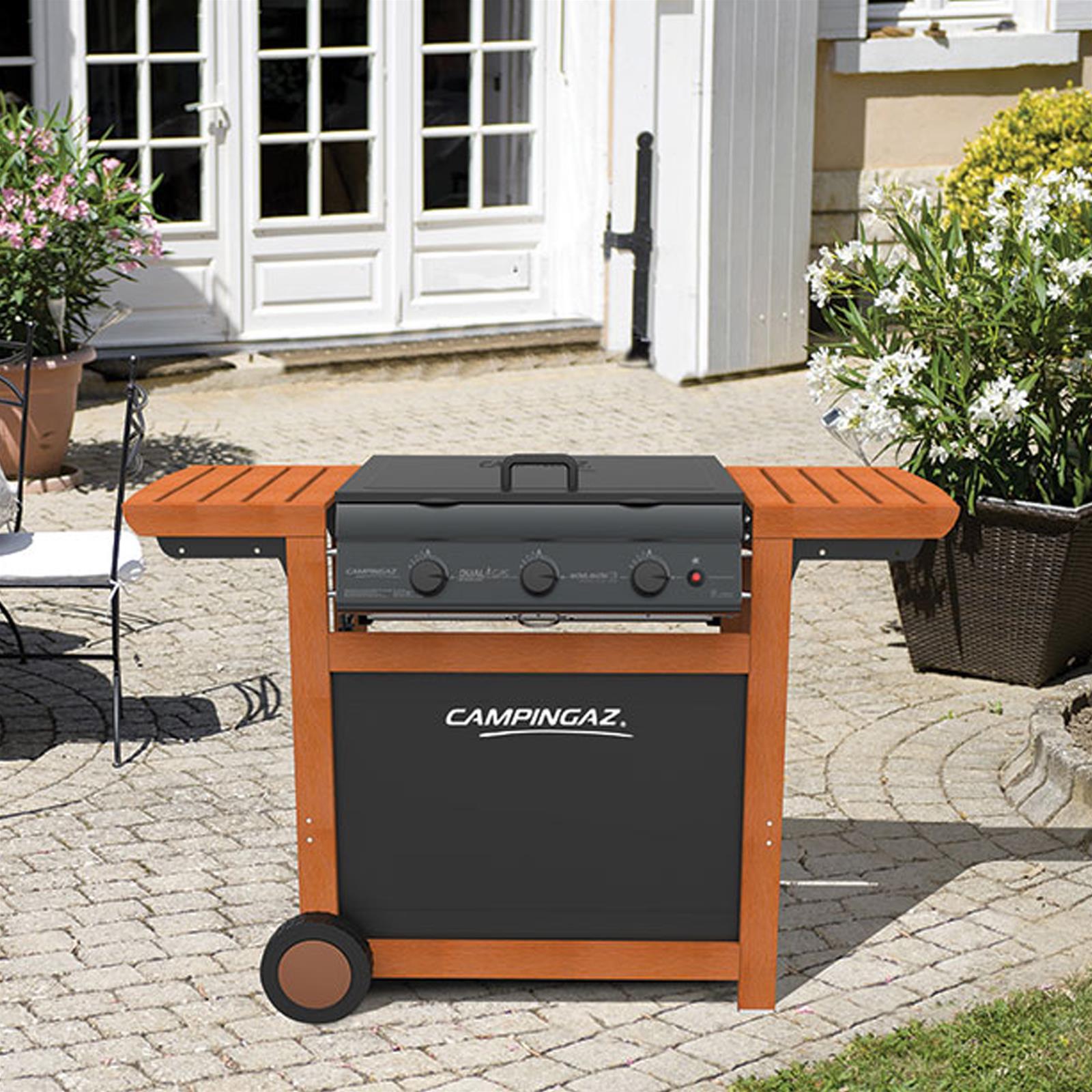 BARBECUE BBQ FORNELLO BRACE GRIGLIA CON RUOTE A GAS WOODY DUALGAS 3 BRUCIATORI