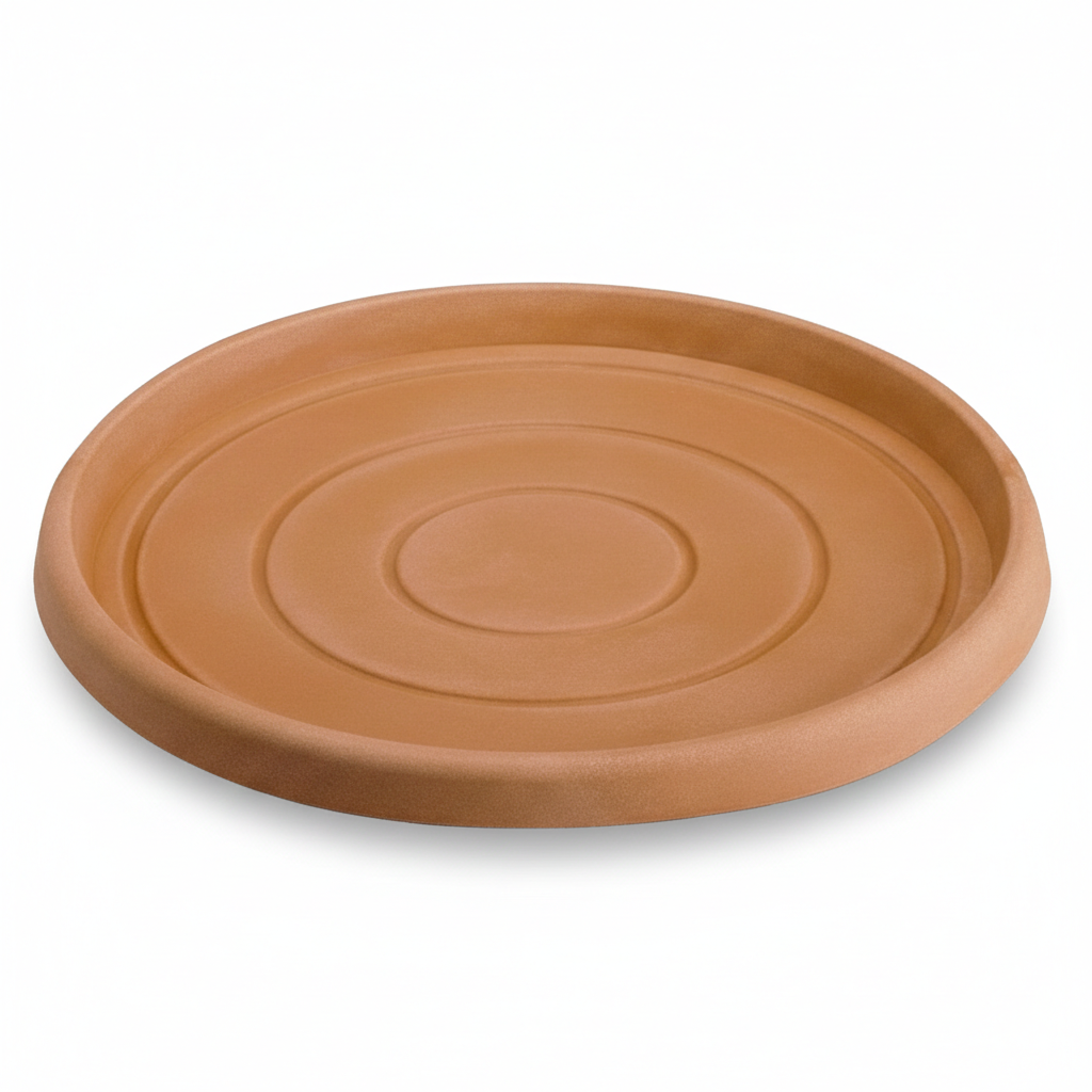 Decor Space Sottovaso Tondo In Resina Made In Italy – Per Vasi Da 27 O 40 Cm, Colore Terracotta, Per Interni/Esterni