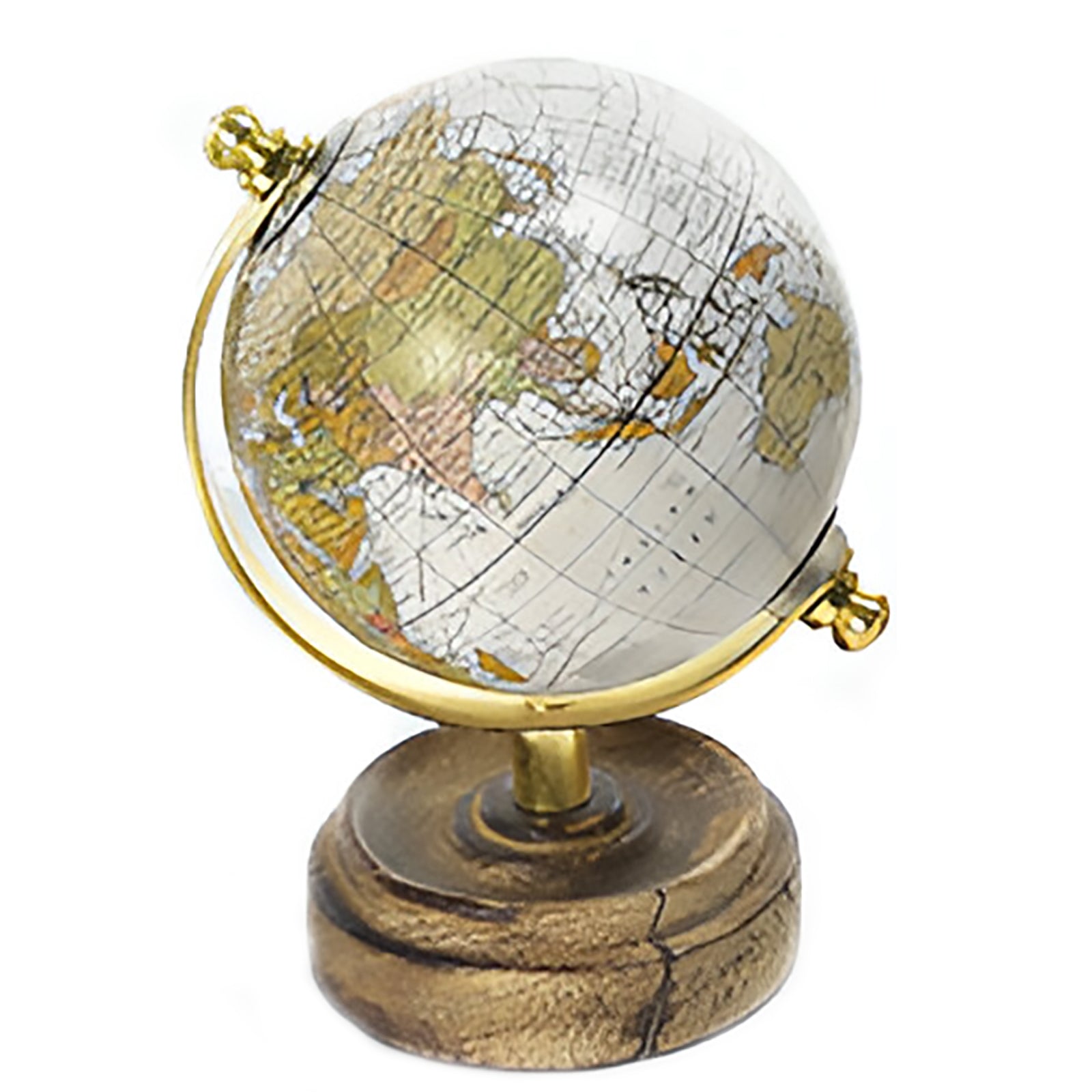 Mappamondo decorativo per scrivania con piedistallo in legno h 38 cm