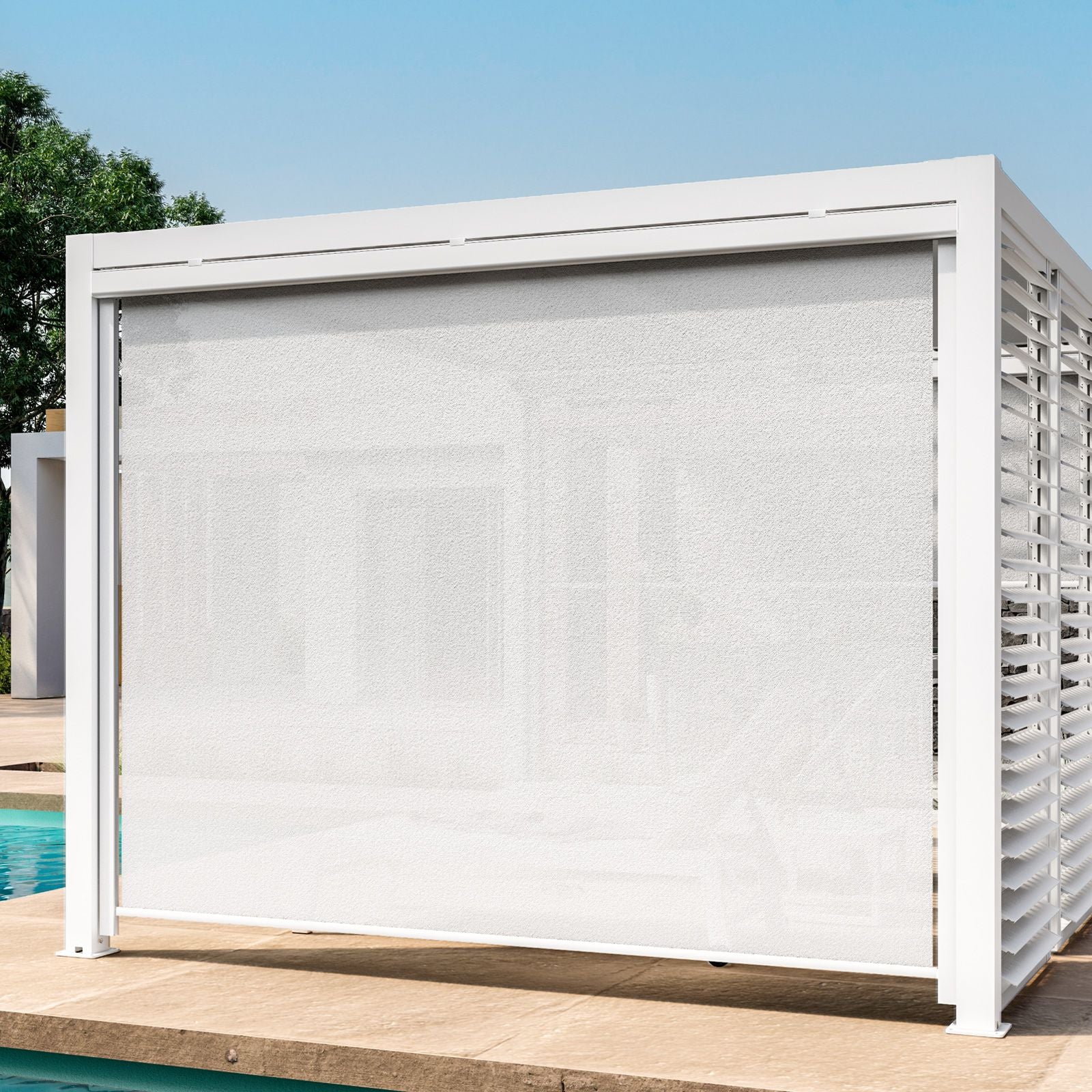 Tenda A Rullo Frangisole Laterale Per Pergola Bioclimatica Con Zanzari tenda-a-rullo-frangisole-laterale-per-pergola-bioclimatica-con-zanzari